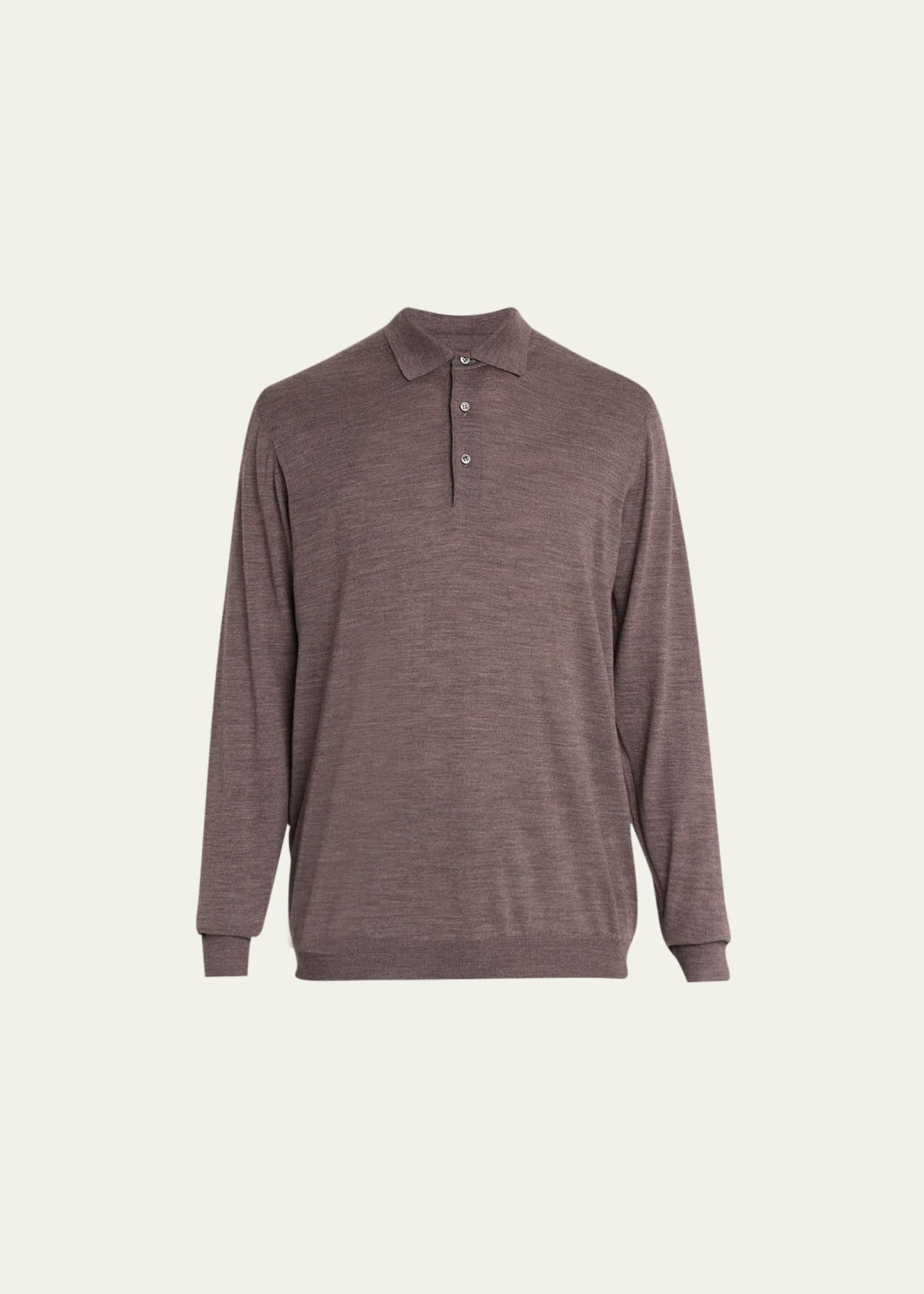 Men's Wool Long-Sleeve Polo Shirt