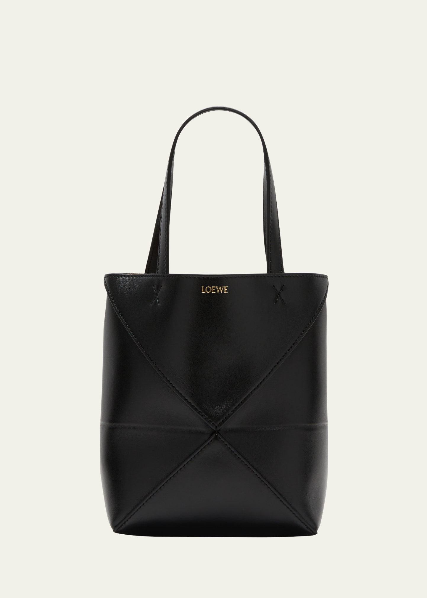 Puzzle Fold Mini Tote Bag in Shiny Leather