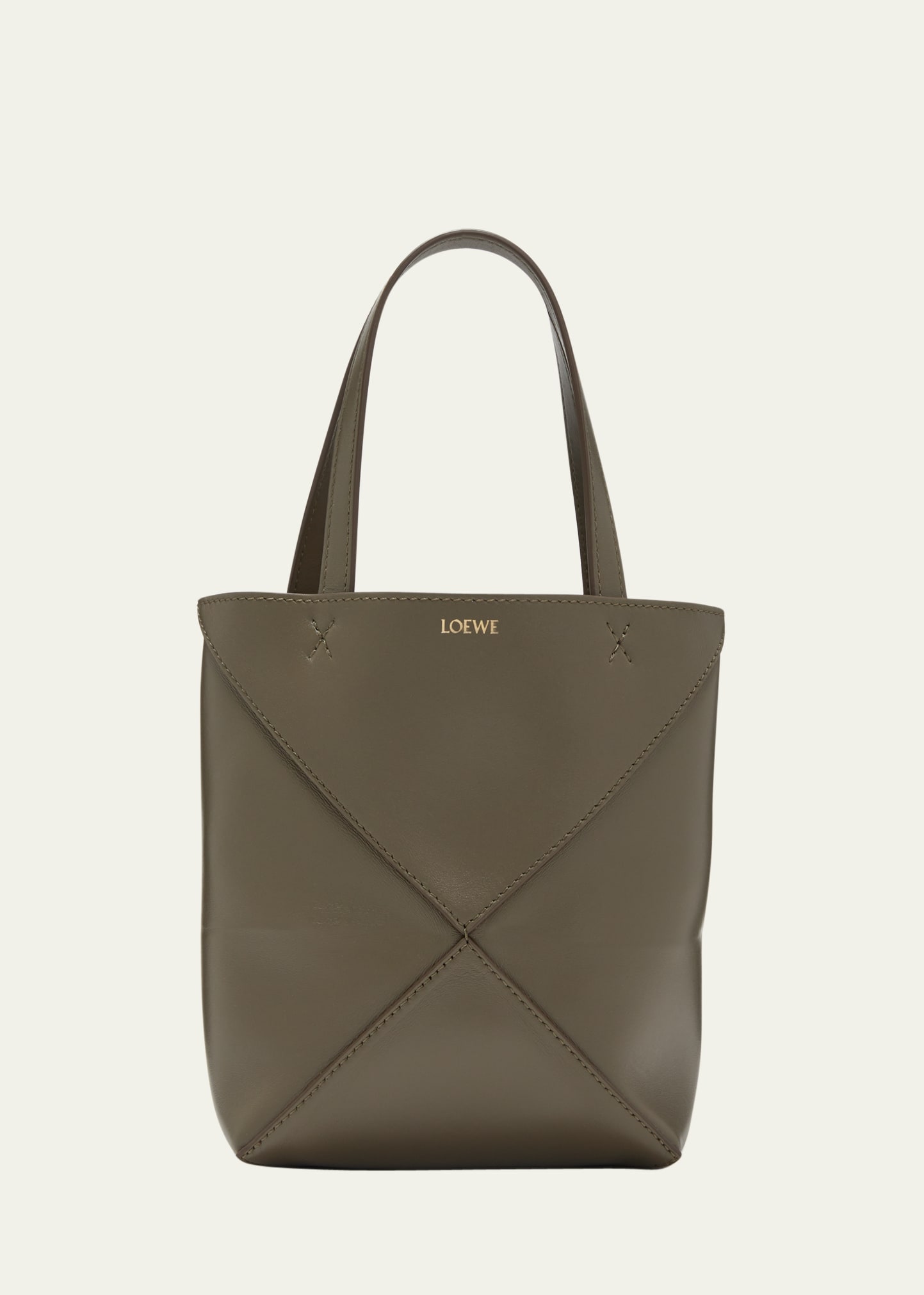 Loewe Puzzle Mini Leather Top-handle Bag In 3969 Dark Khaki G