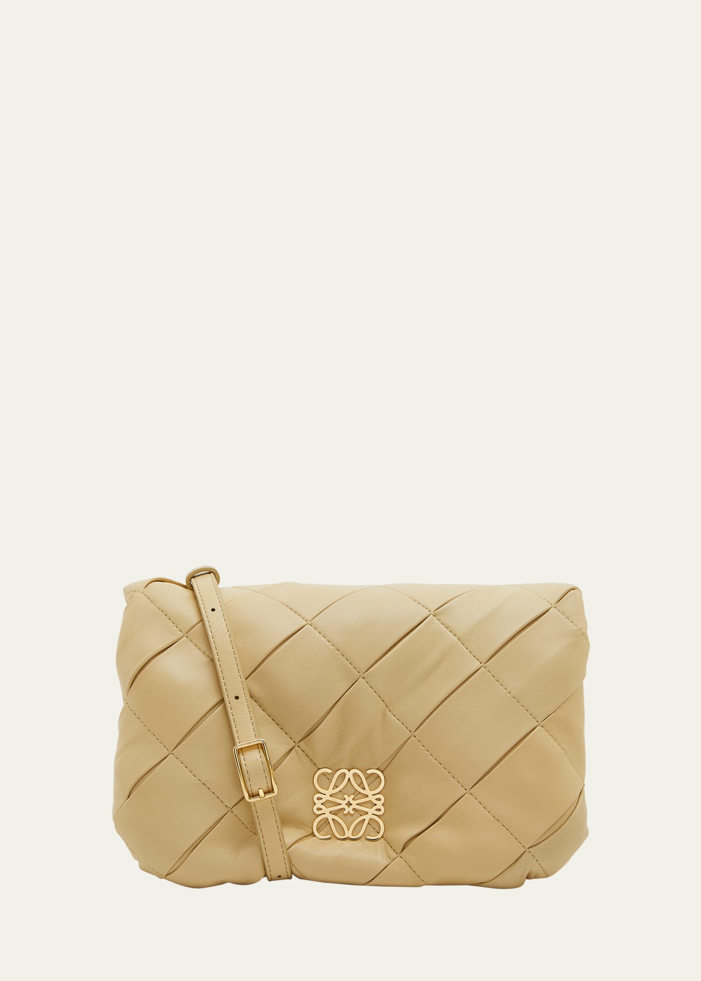 Loewe Goya Mini Pleated Leather Shoulder Bag In 8020 Butter