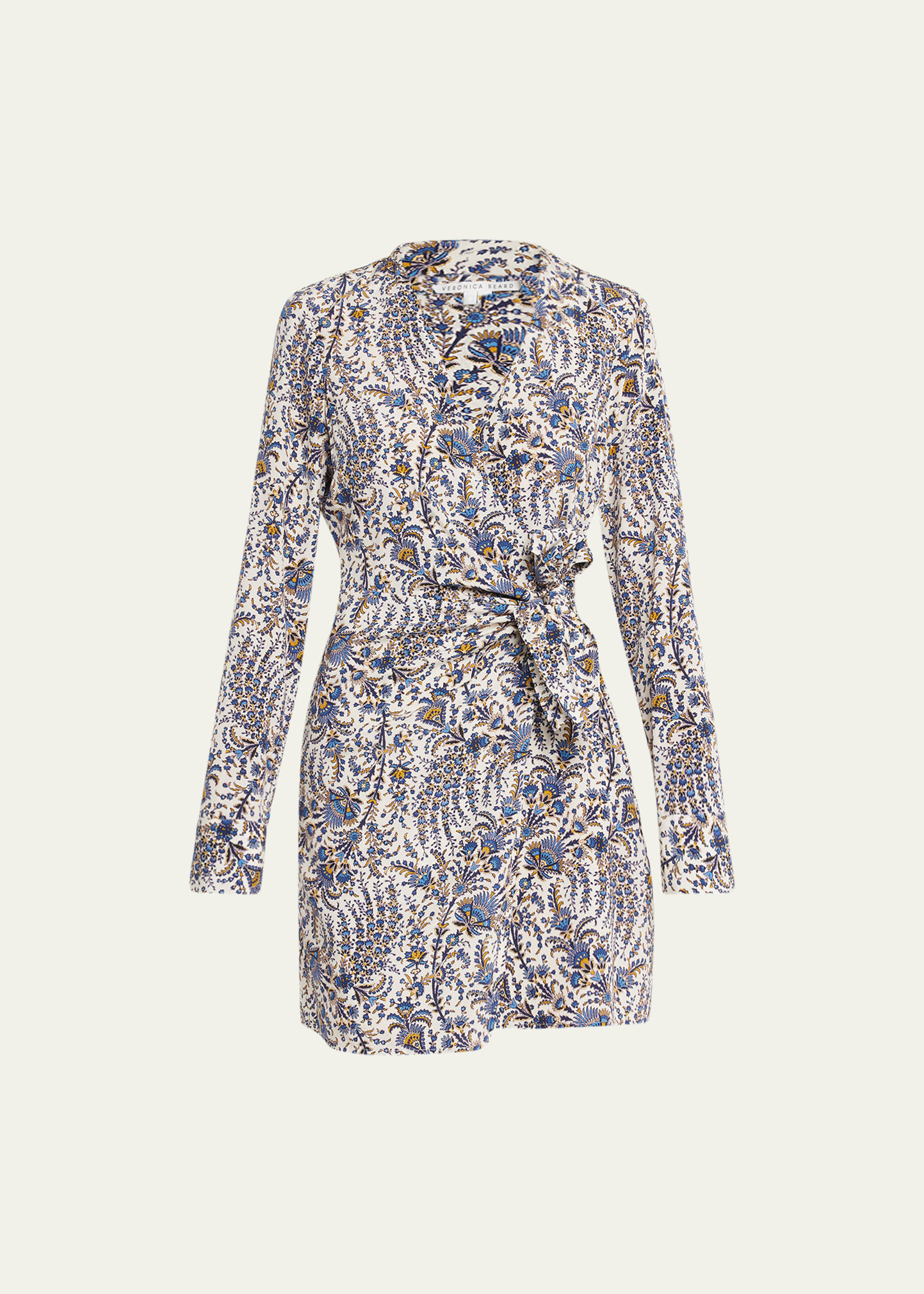 Veronica Beard Lavella Floral Mini Wrap Dress In Ecru Multi