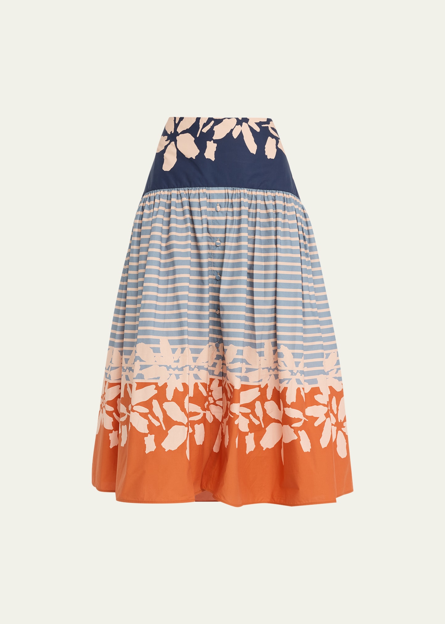 Apia Mixed-Print Midi Skirt