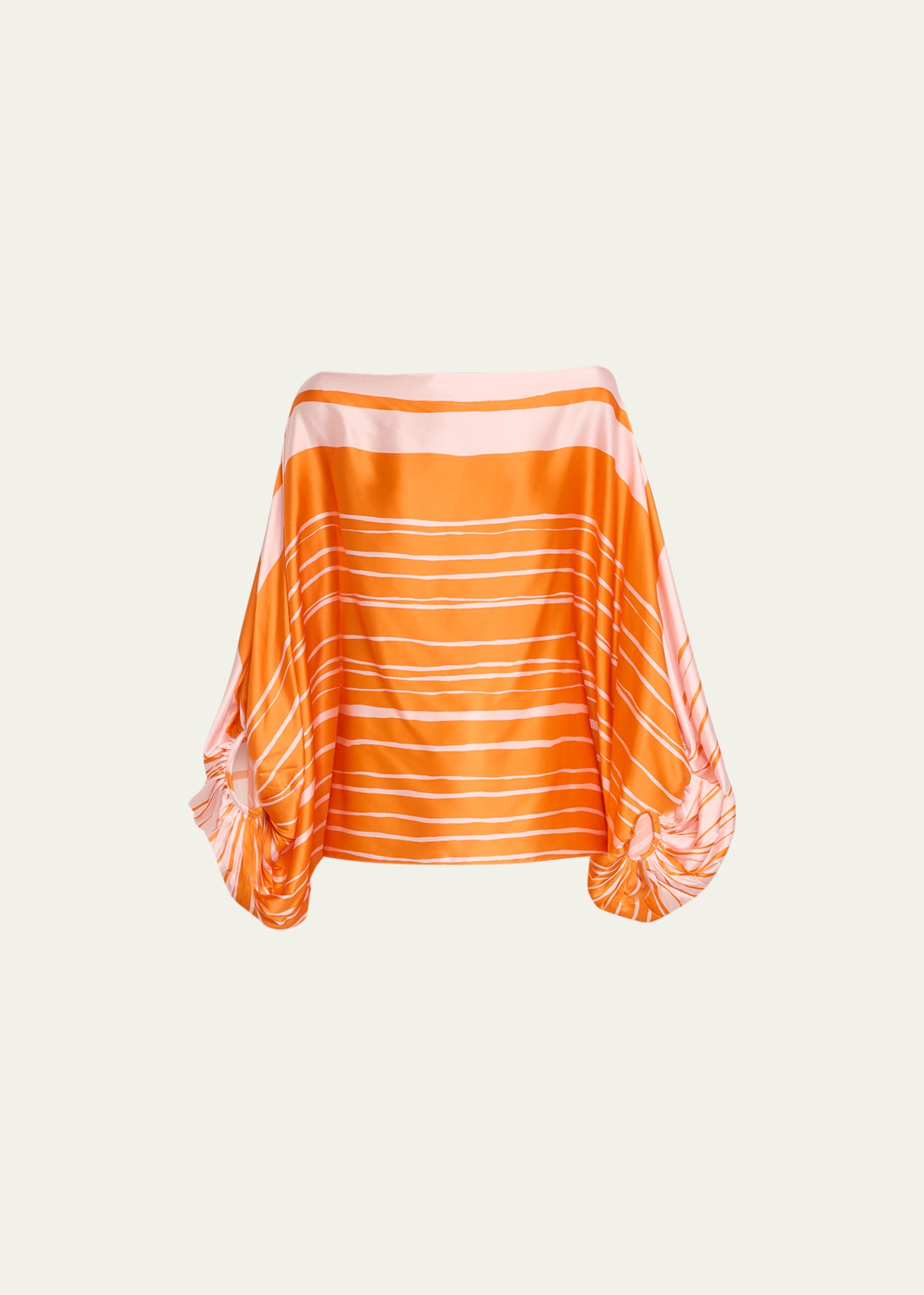 Bellagio Stripe-Print One-Shoulder Silk Blouse