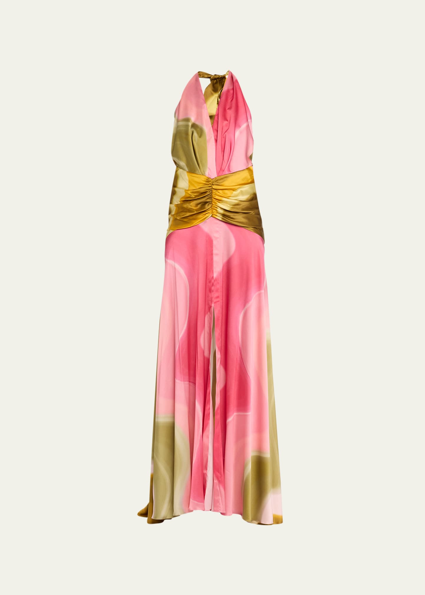 Dafne Abstract Wave Halter Gown