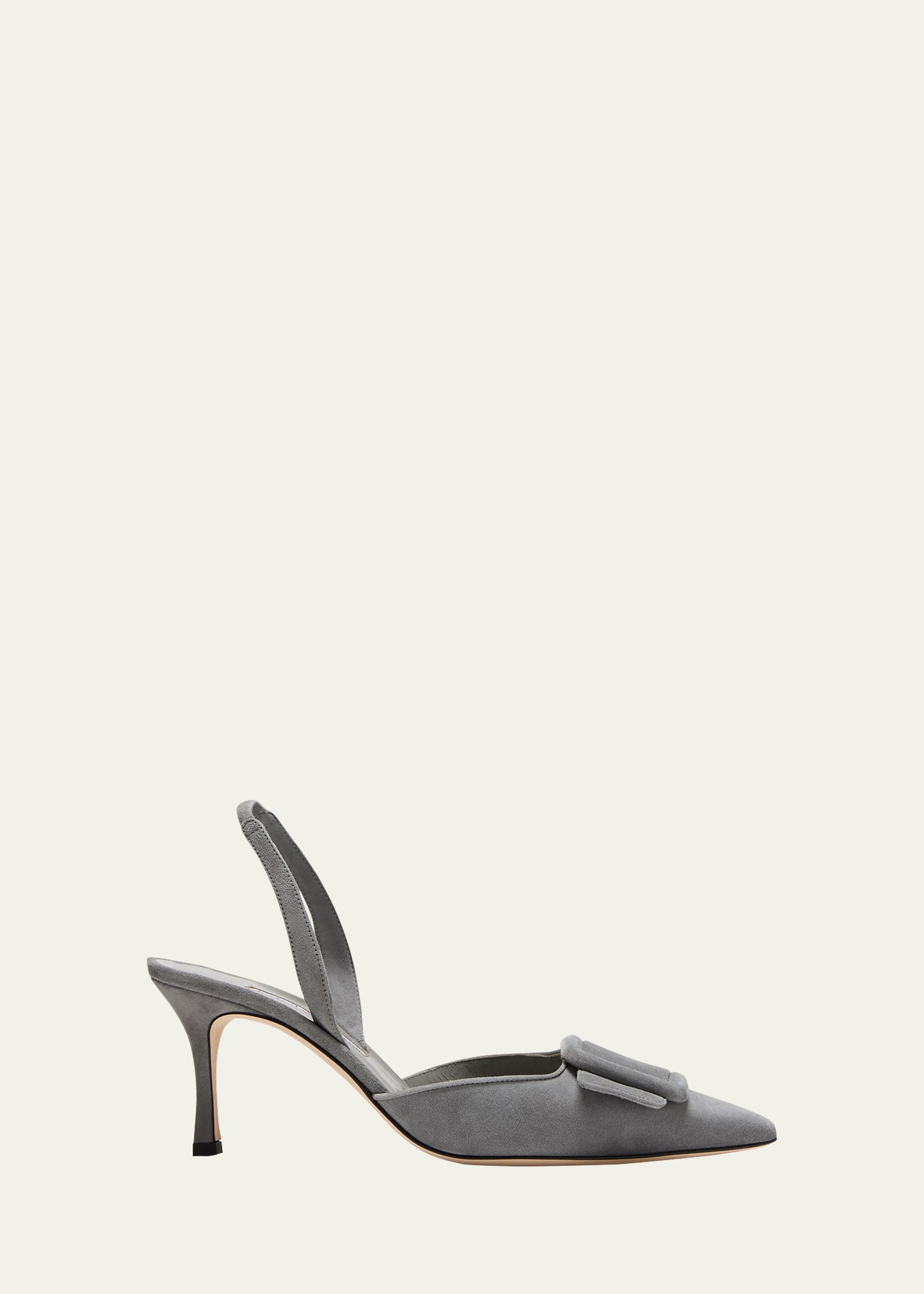 MANOLO BLAHNIK MAYSLI SUEDE BUCKLE HALTER PUMPS