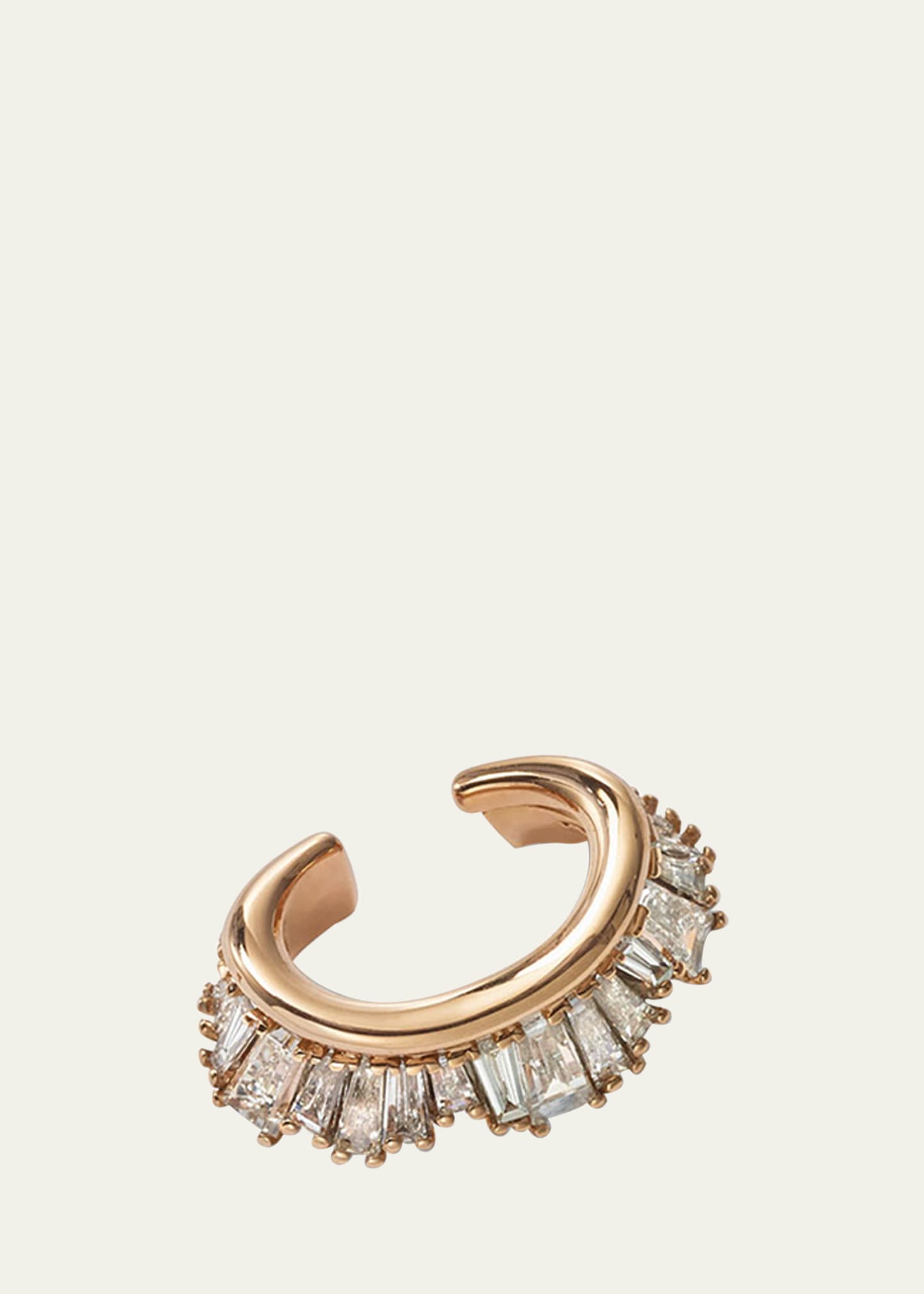 Nak Armstrong 20k Recycled Rose Gold Ruched Ear Cuff With Diamonds, Single In Rg