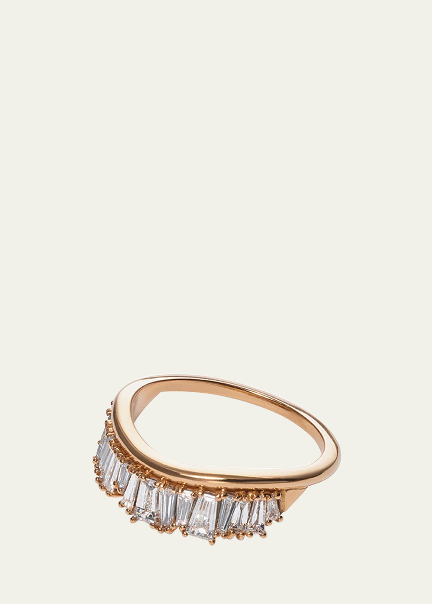 20K Rose Gold Ruched Diamond Ring with White Diamonds