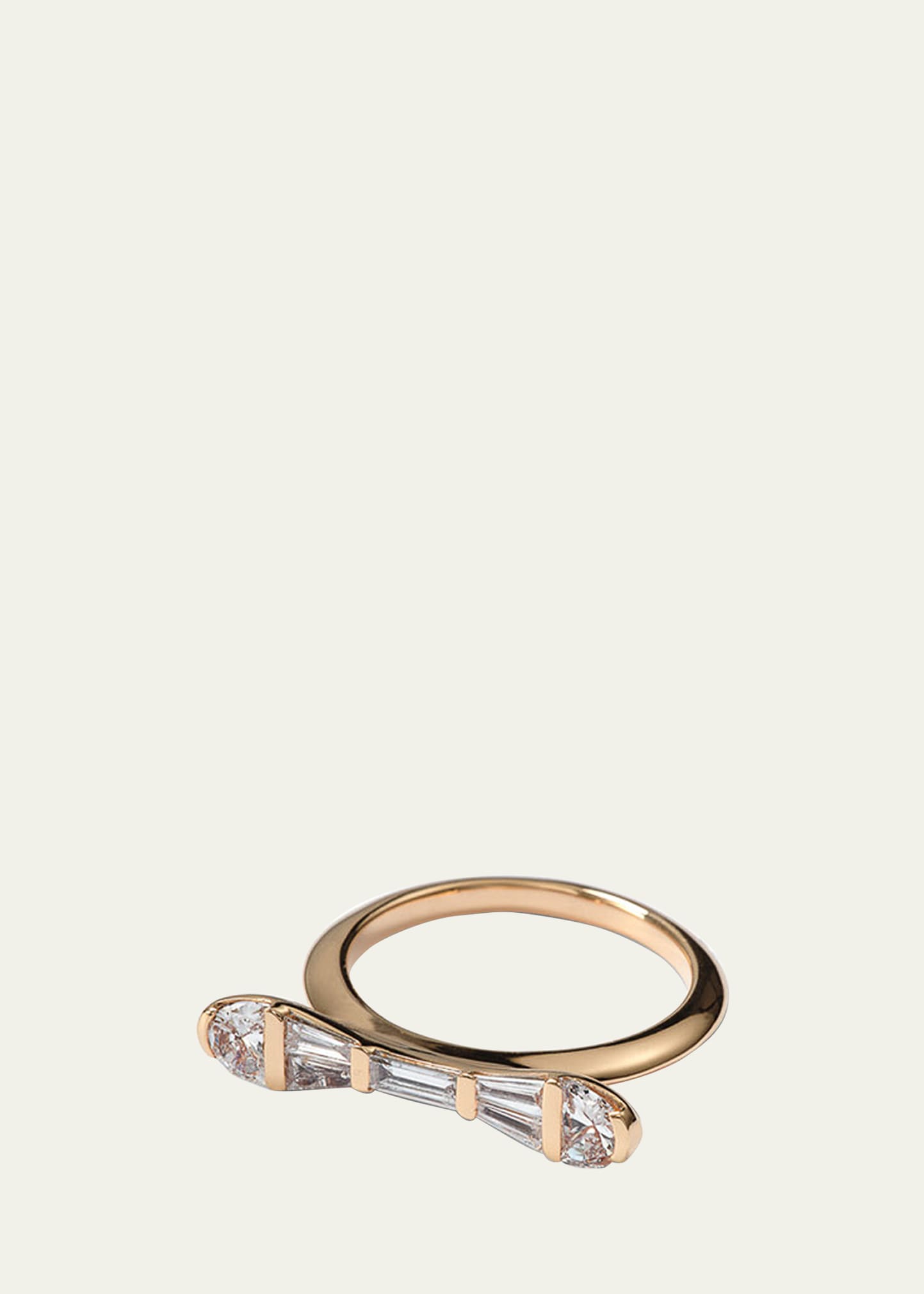 20K Rose Gold Baton Ring with White Diamonds