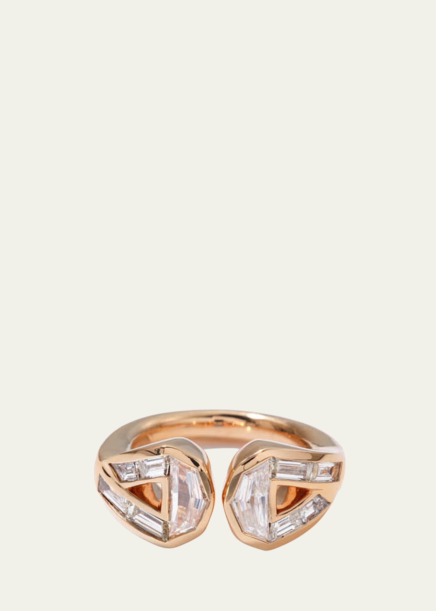 20K Rose Gold Split Infinity Ring with White Diamonds