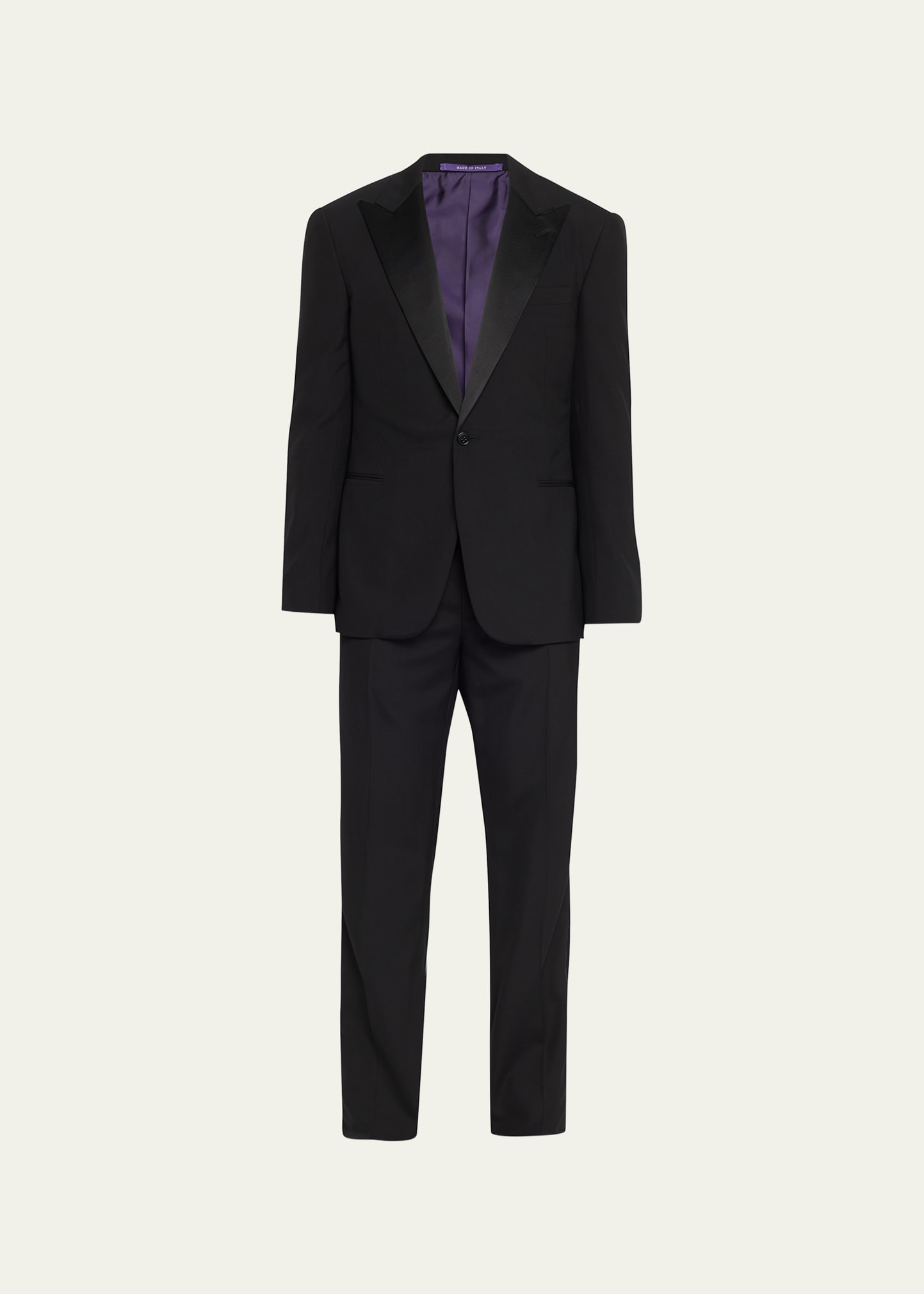 Ralph Lauren Purple Label Men's Polo Tailored Wool Barathea Tuxedo In Black