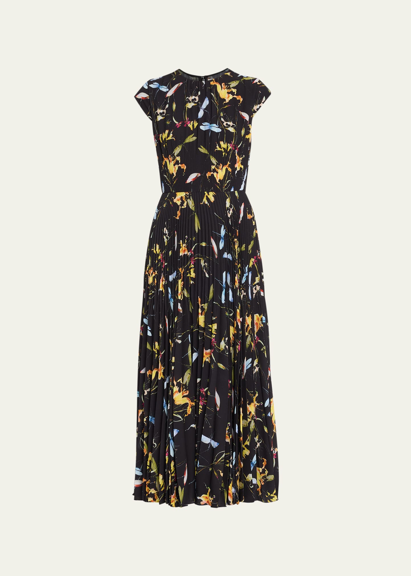 Jason Wu Collection Reversible Floral Print Pleated Midi Dress In Black Multi