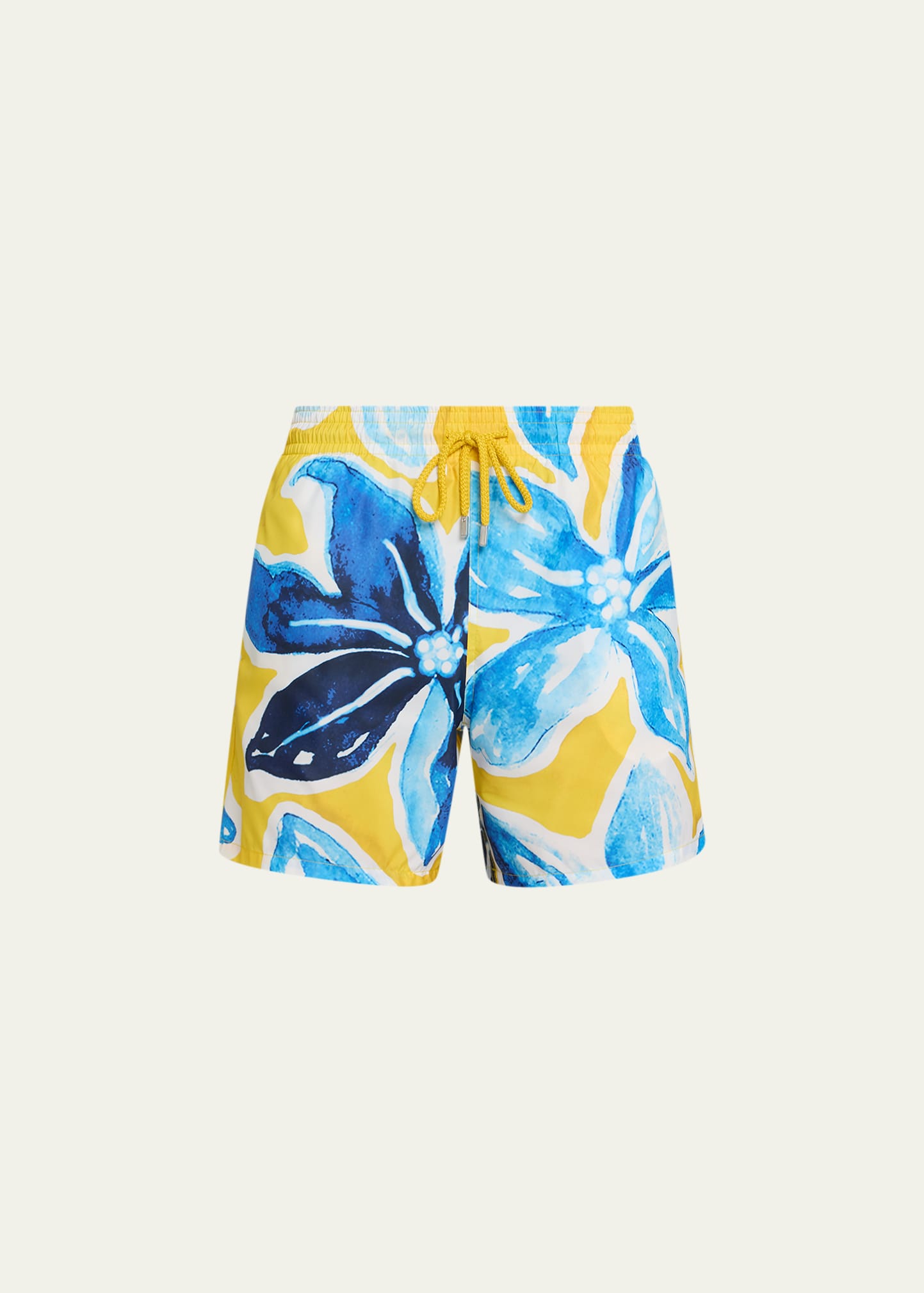 Shop Vilebrequin Men's Hawaiian Leaf-print Swim Shorts In Sun