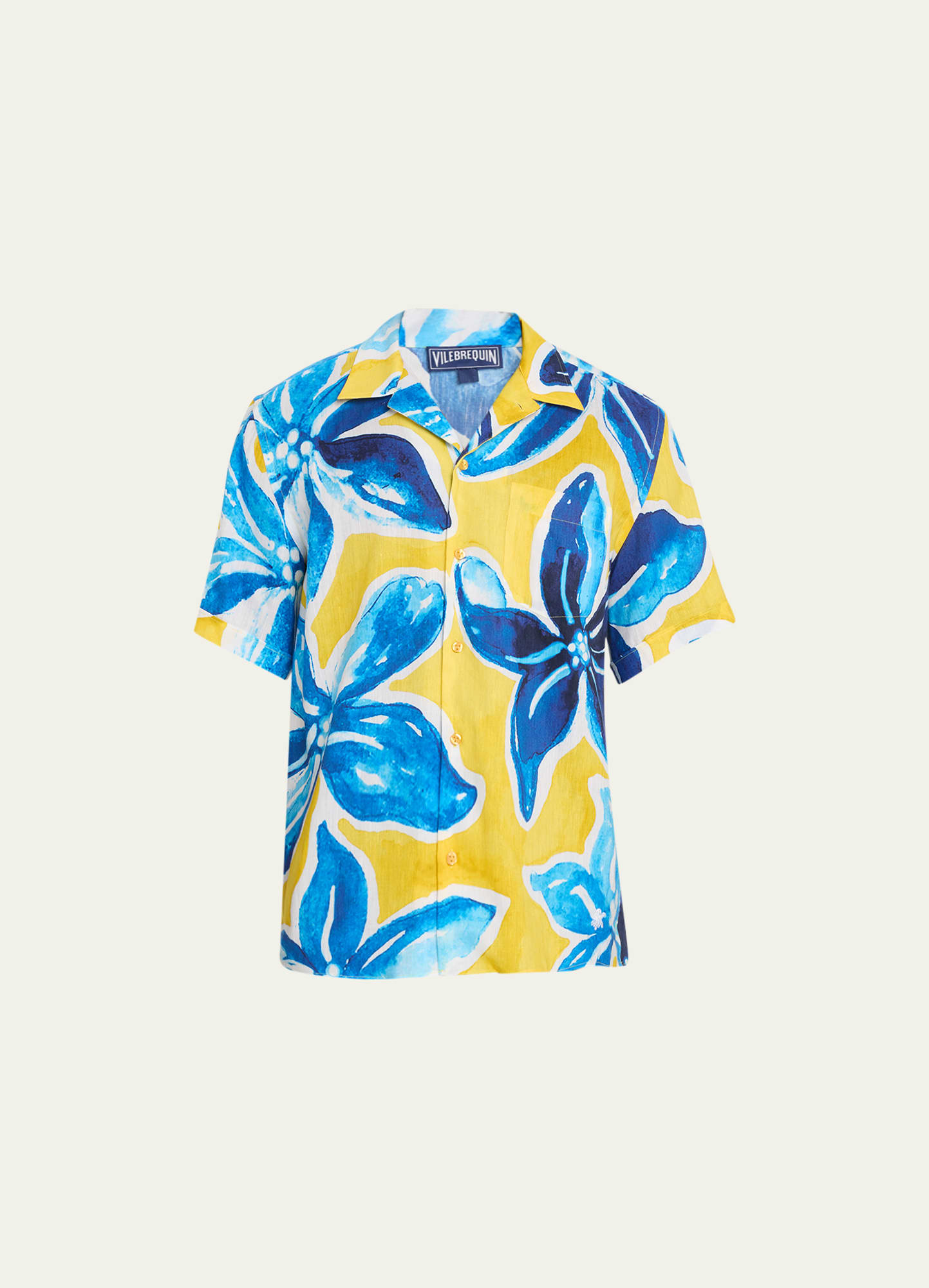 Shop Vilebrequin Men's Hawaiian Leaf Camp Shirt In Sun