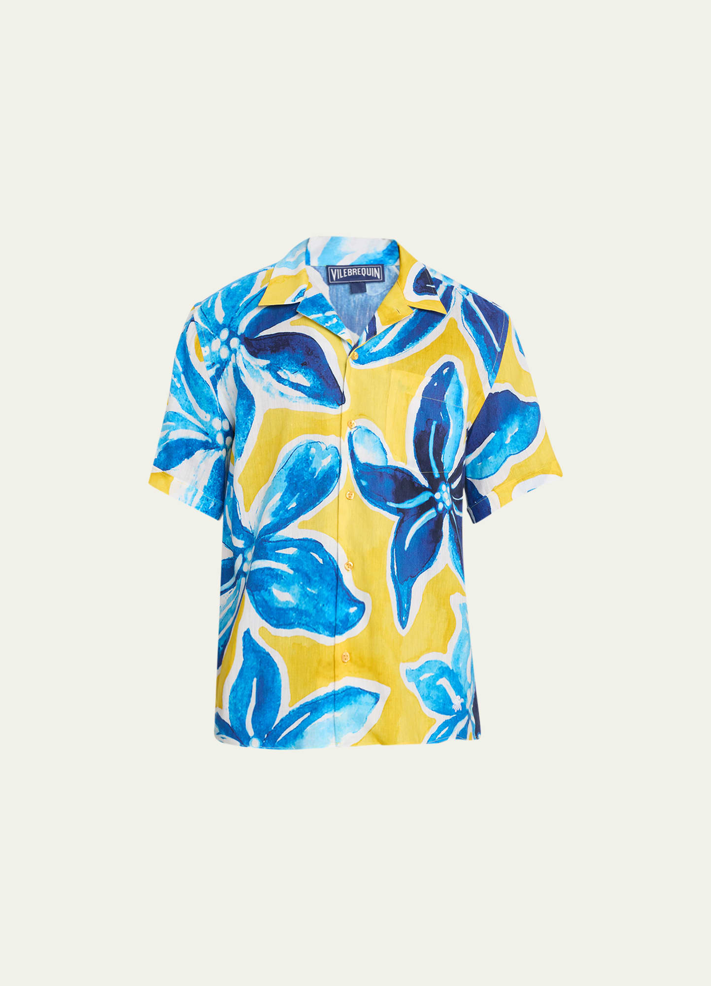 Vilebrequin Macro Raiatea Short Sleeve Button Front Camp Shirt In Sun