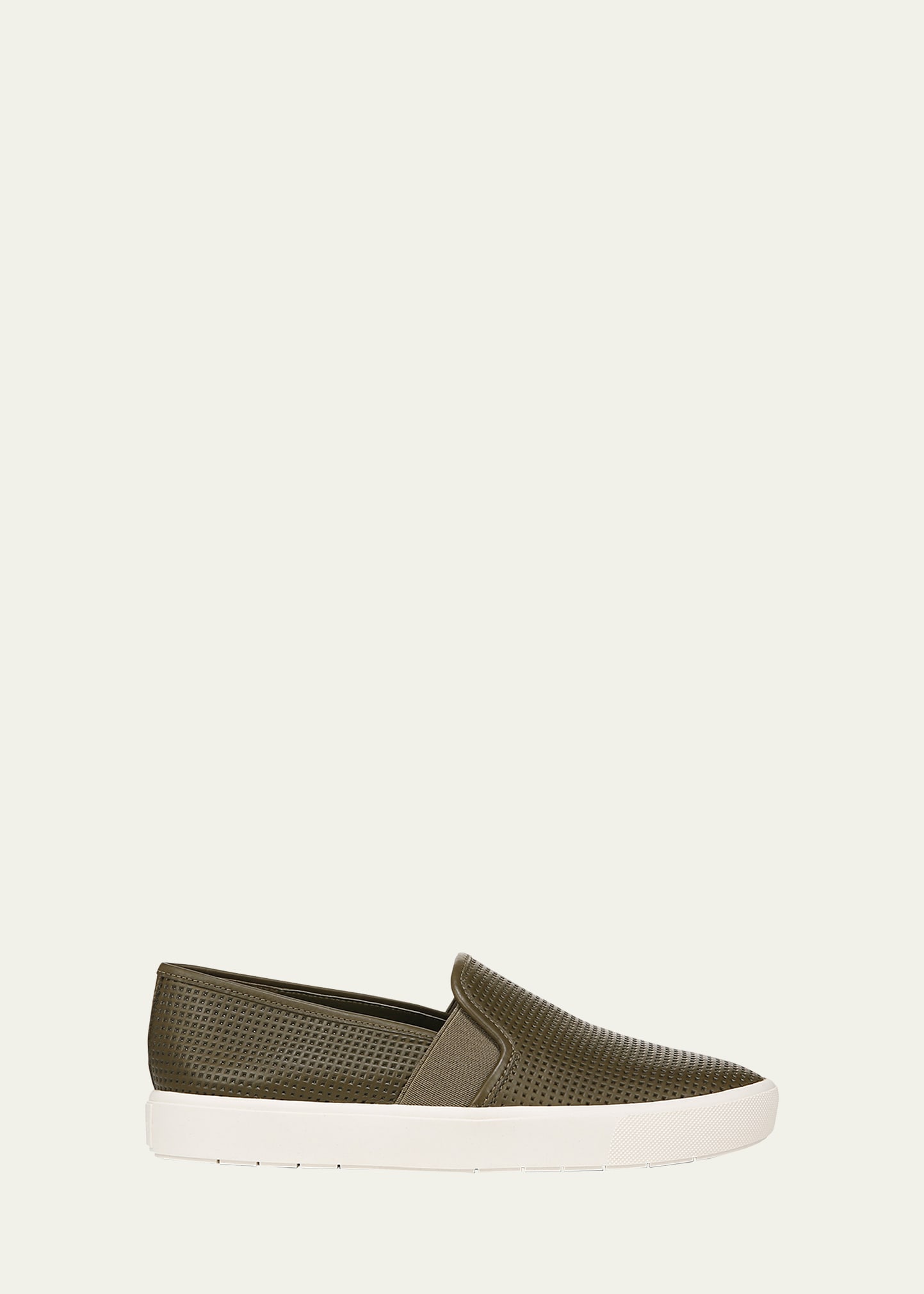 Shop Vince Blair Perforated Leather Slip-on Sneakers In Antiolive