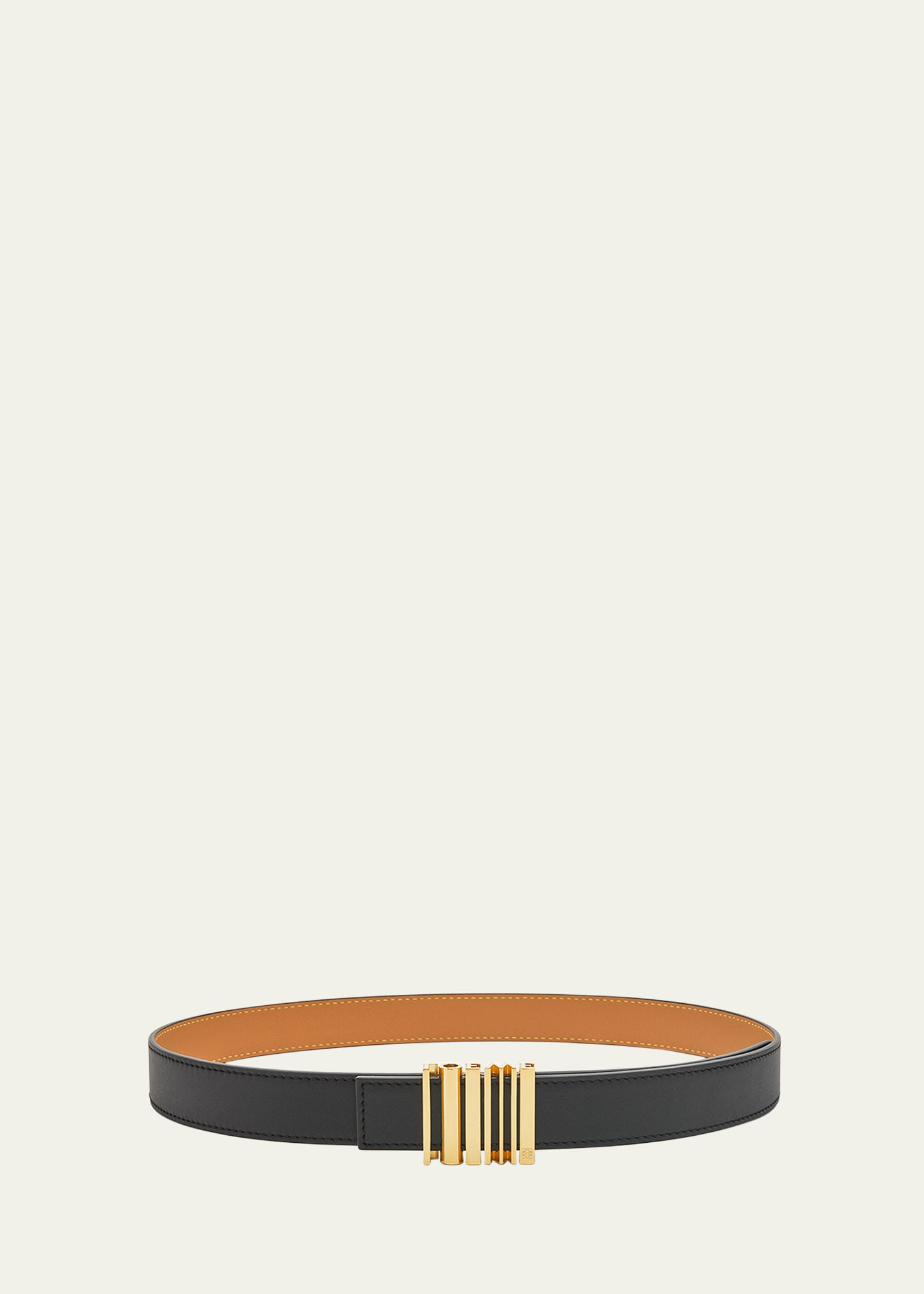 Loewe Graphic Buckle Leather Belt In Black Gold