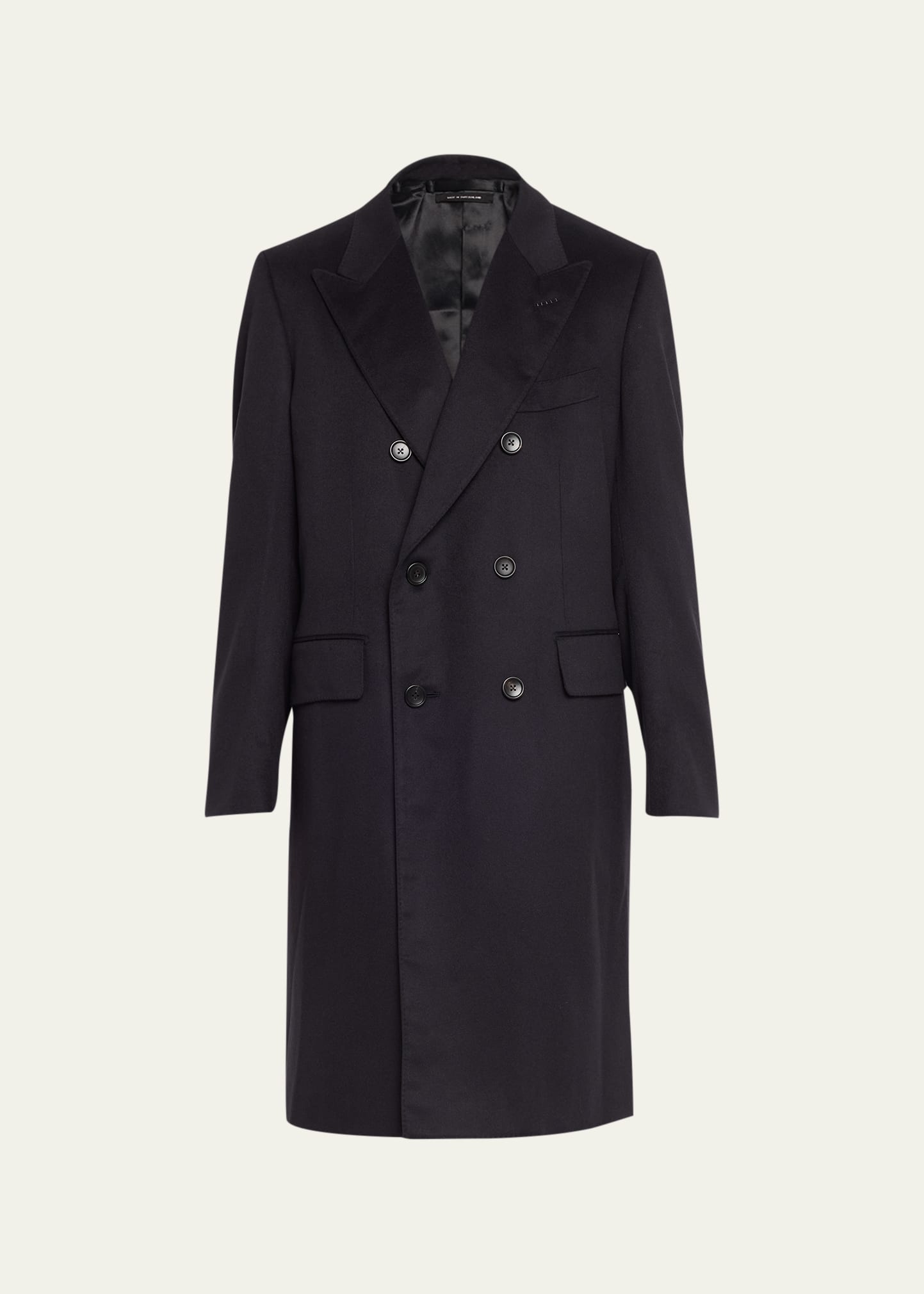 Tom Ford Men's Tailored Cashmere Double-breasted Overcoat In Blue