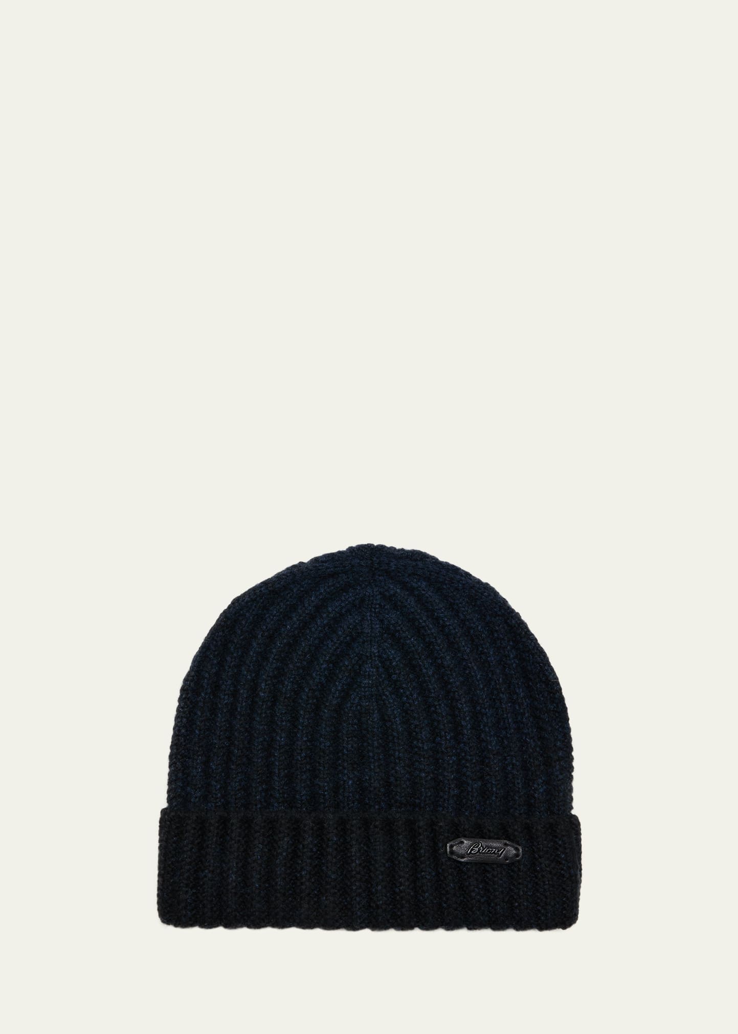 Shop Brioni Men's Cashmere-wool Knit Beanie Hat In Blue Black