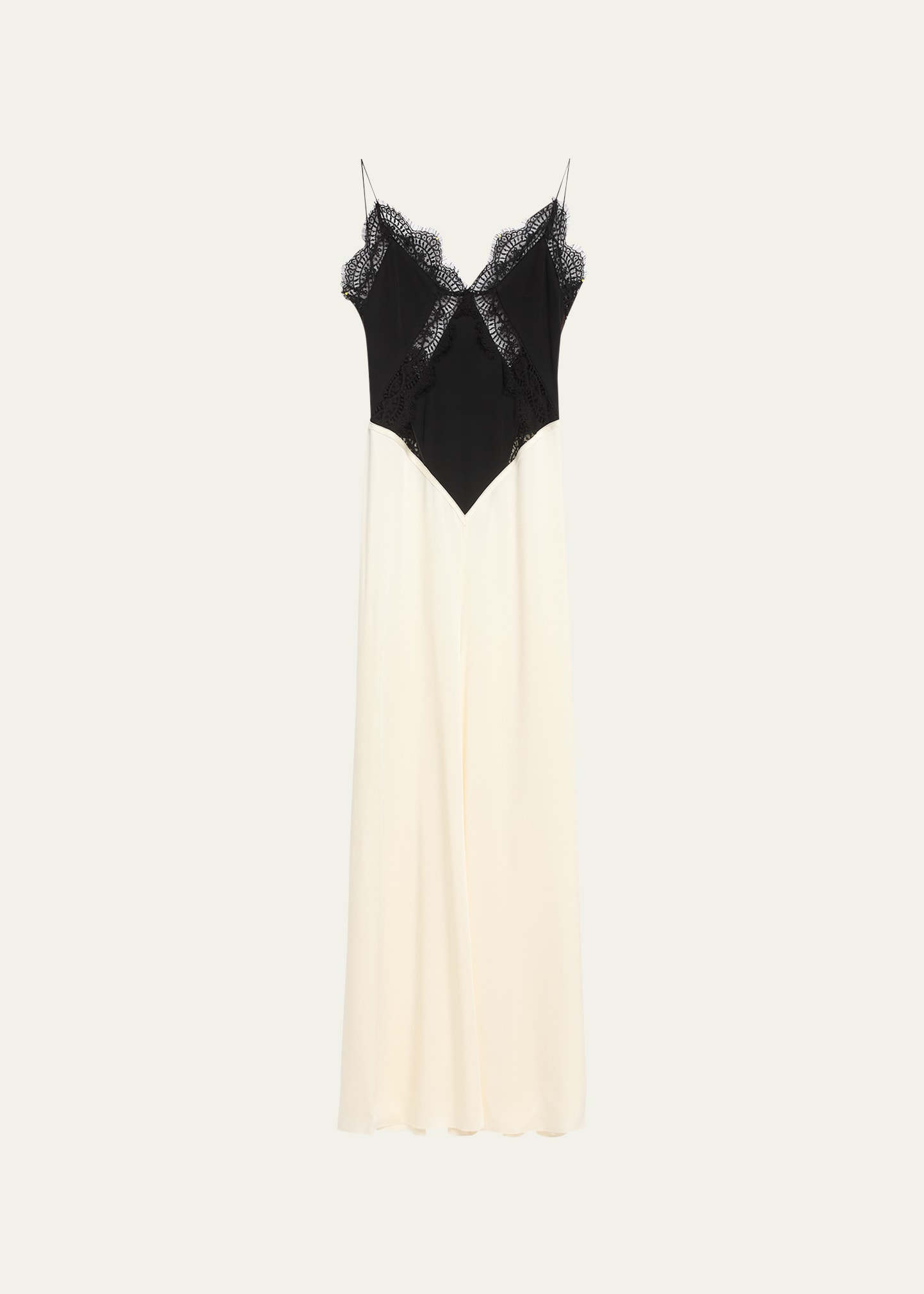 Shop Victoria Beckham Lace Insert Cami Floorlength Dress In Ivory