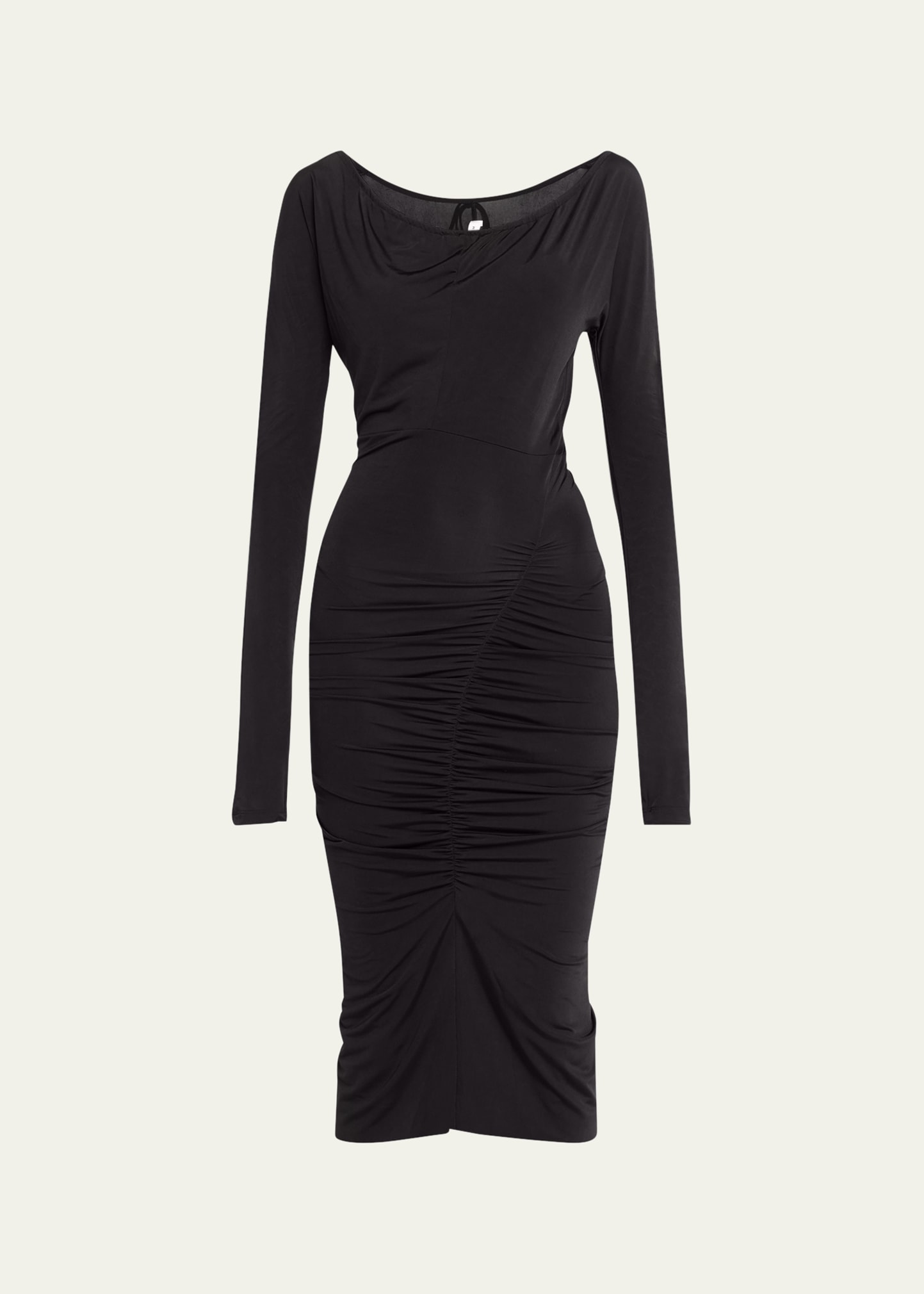 Victoria Beckham Ruched Body-con Midi Dress In Black