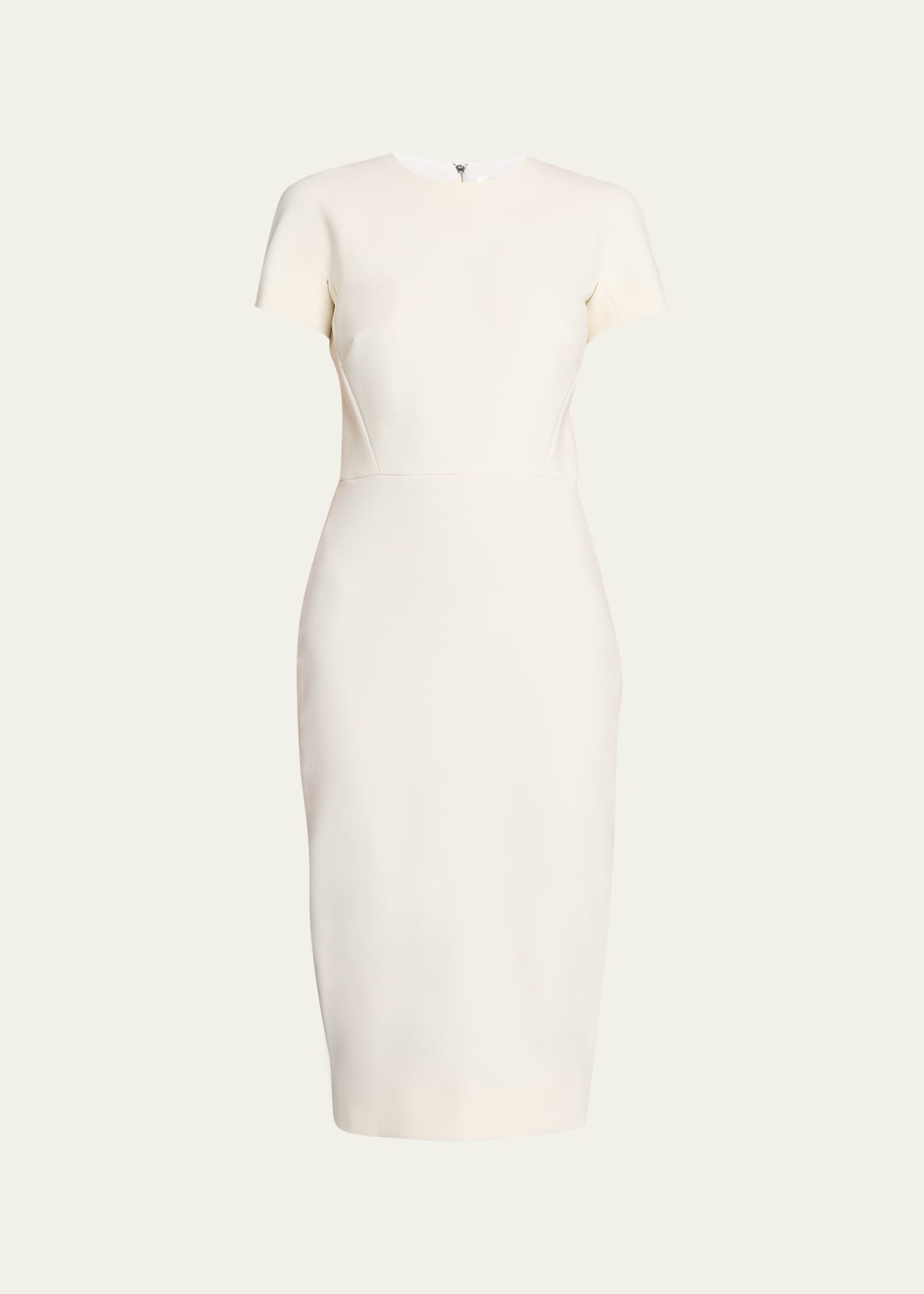 Victoria Beckham T-shirt Fitted Midi Dress With Back Zipper In Ivory