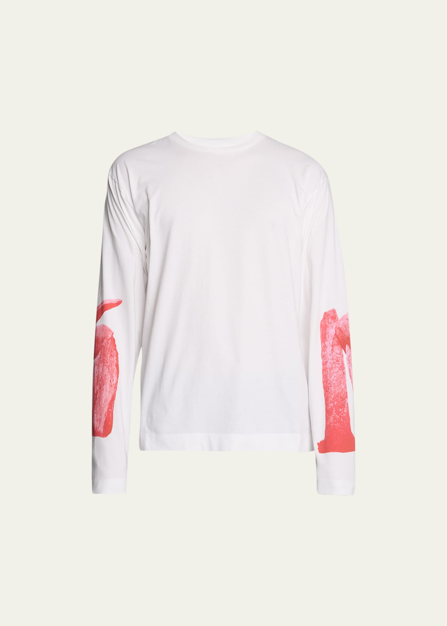 Shop Simone Rocha Men's Monolith-sleeve Jersey T-shirt In White/red