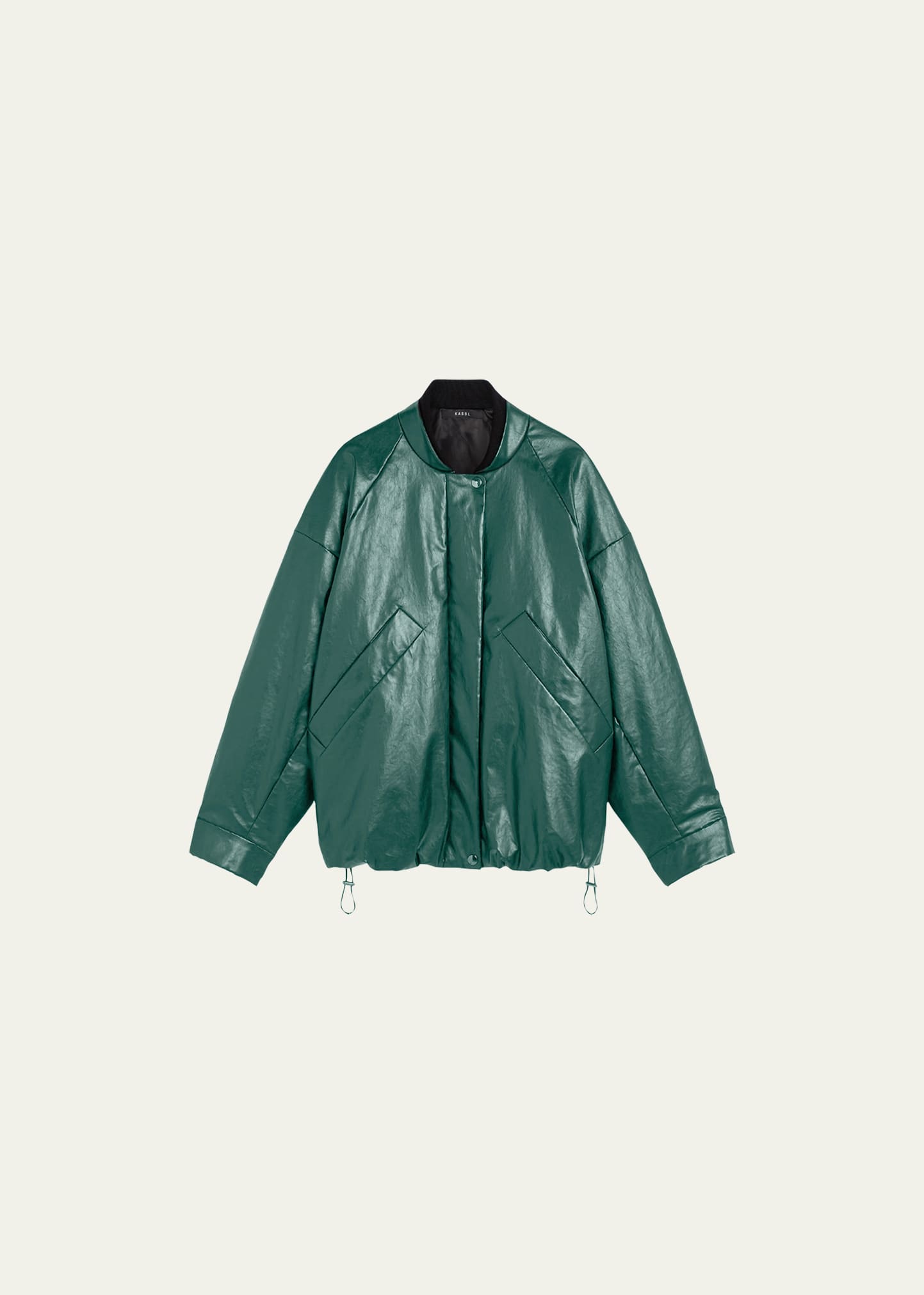 Shop Kassl Oversized Oil-coated Faux Leather Padded Bomber Jacket In Forest