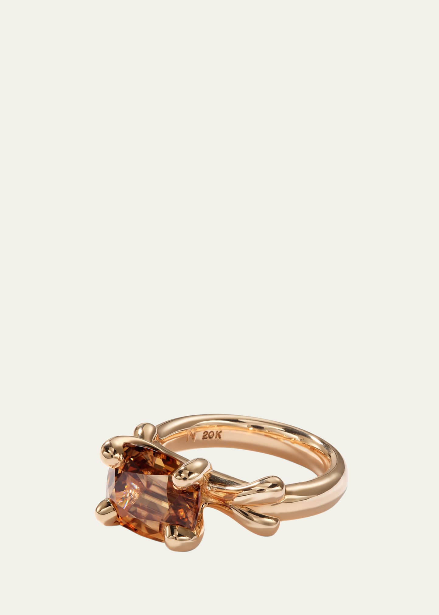 20k Rose Gold Zircon Single Lotus Ring