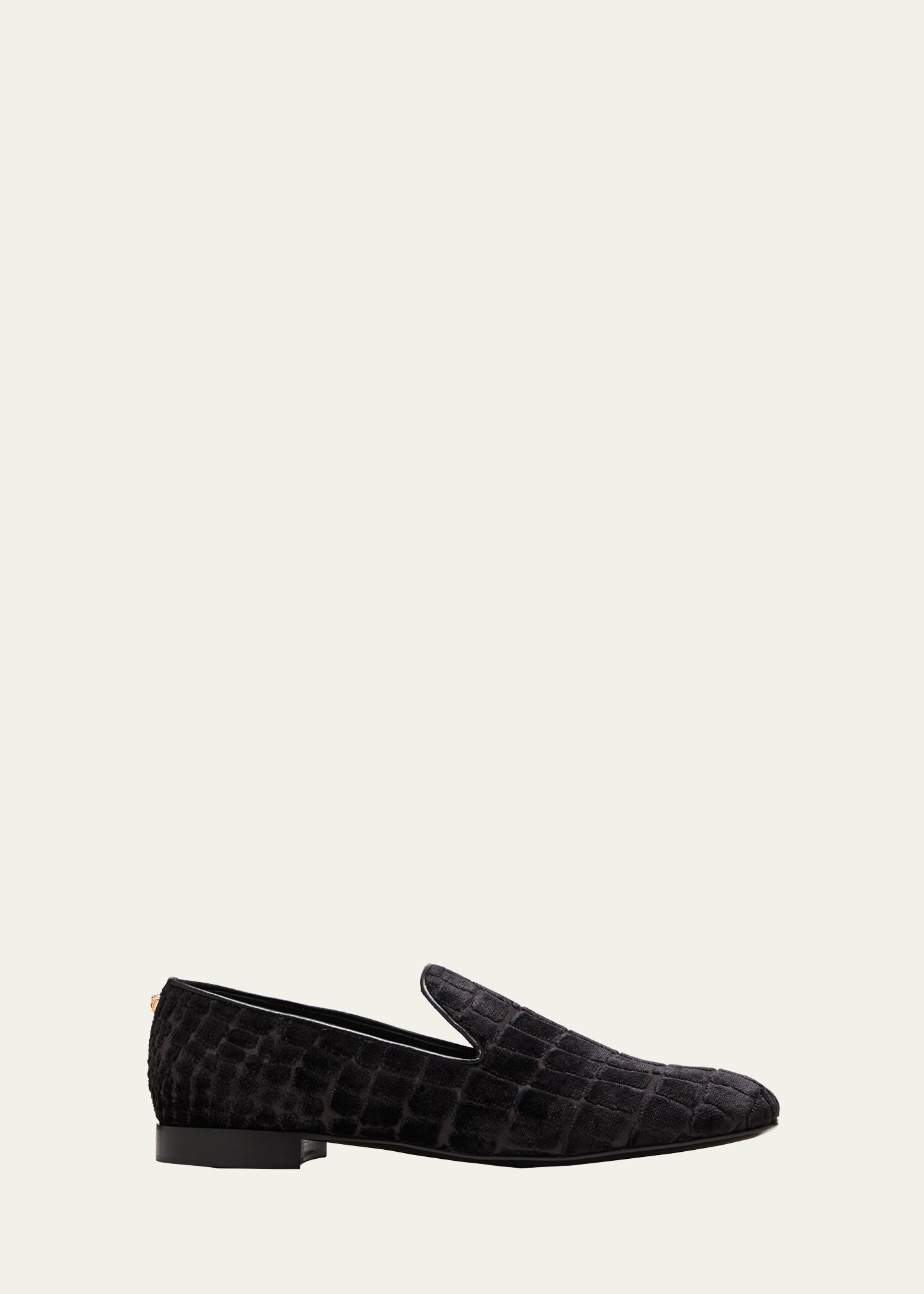 Versace Men's Croc-stamped Loafers In Black