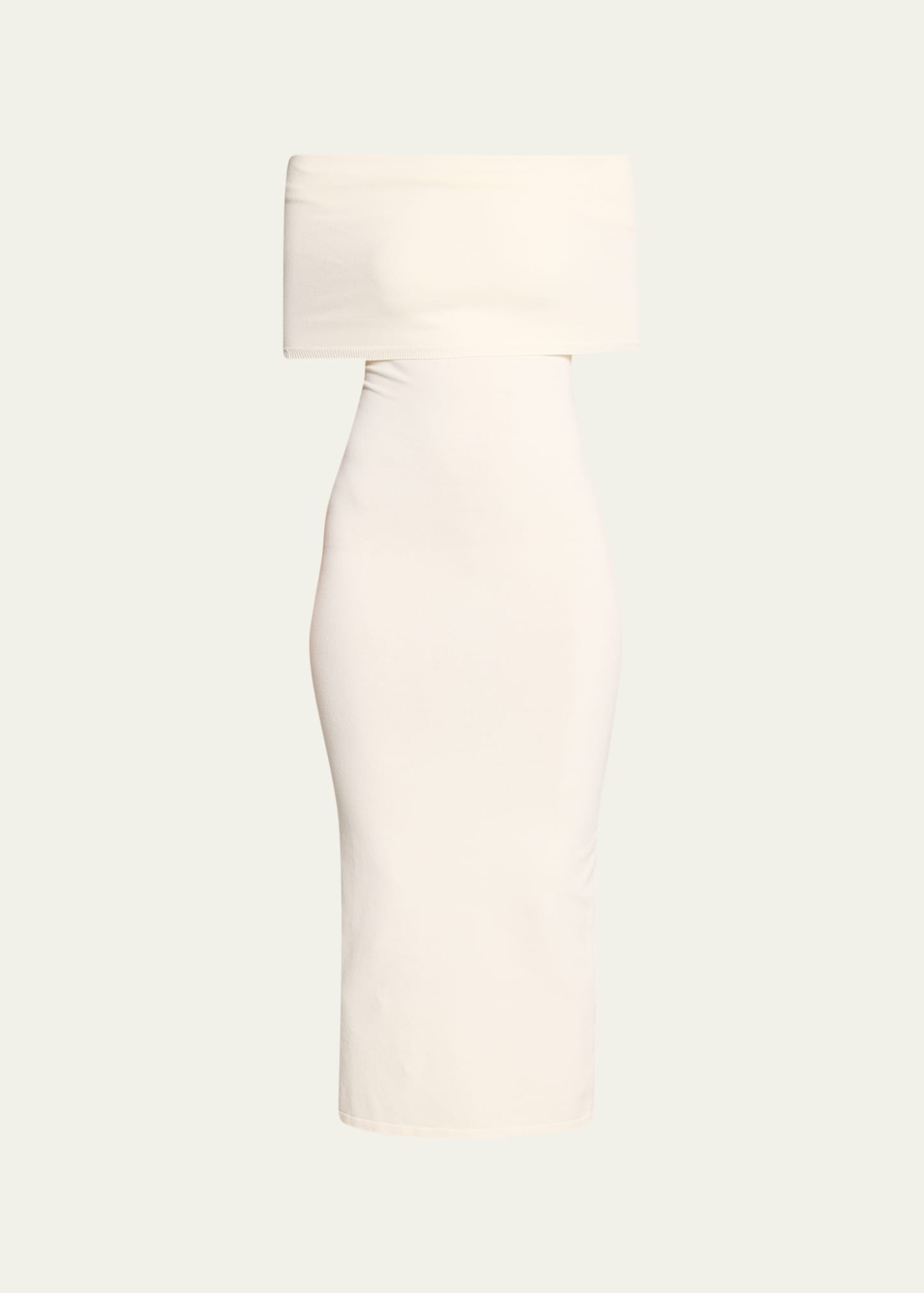 Shop Wardrobe.nyc Off-shoulder Body-con Midi Dress In Off White