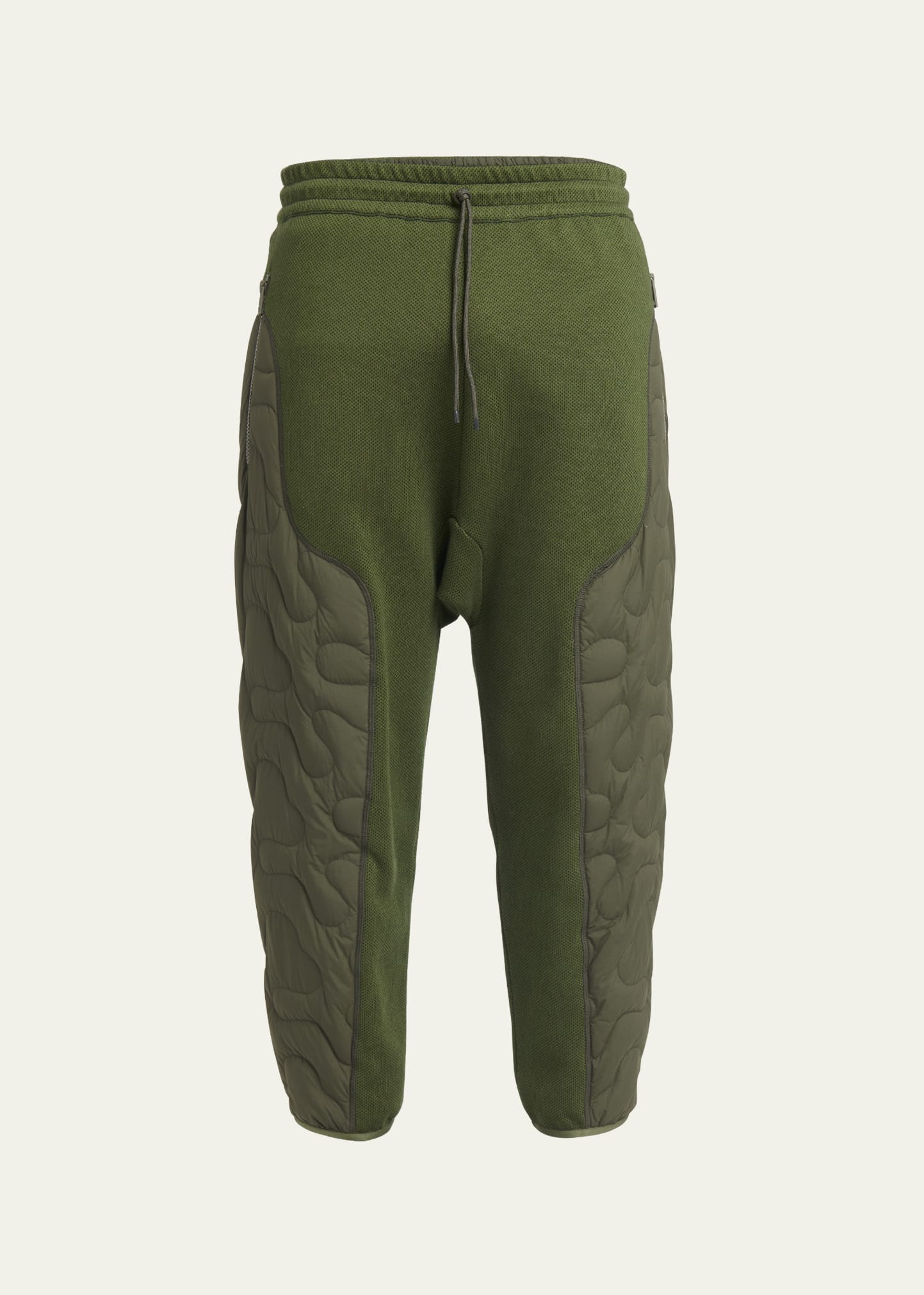 Moncler Genius Moncler X Salehe Bembury Men's Nylon Panel Drawstring Joggers In Dark Green