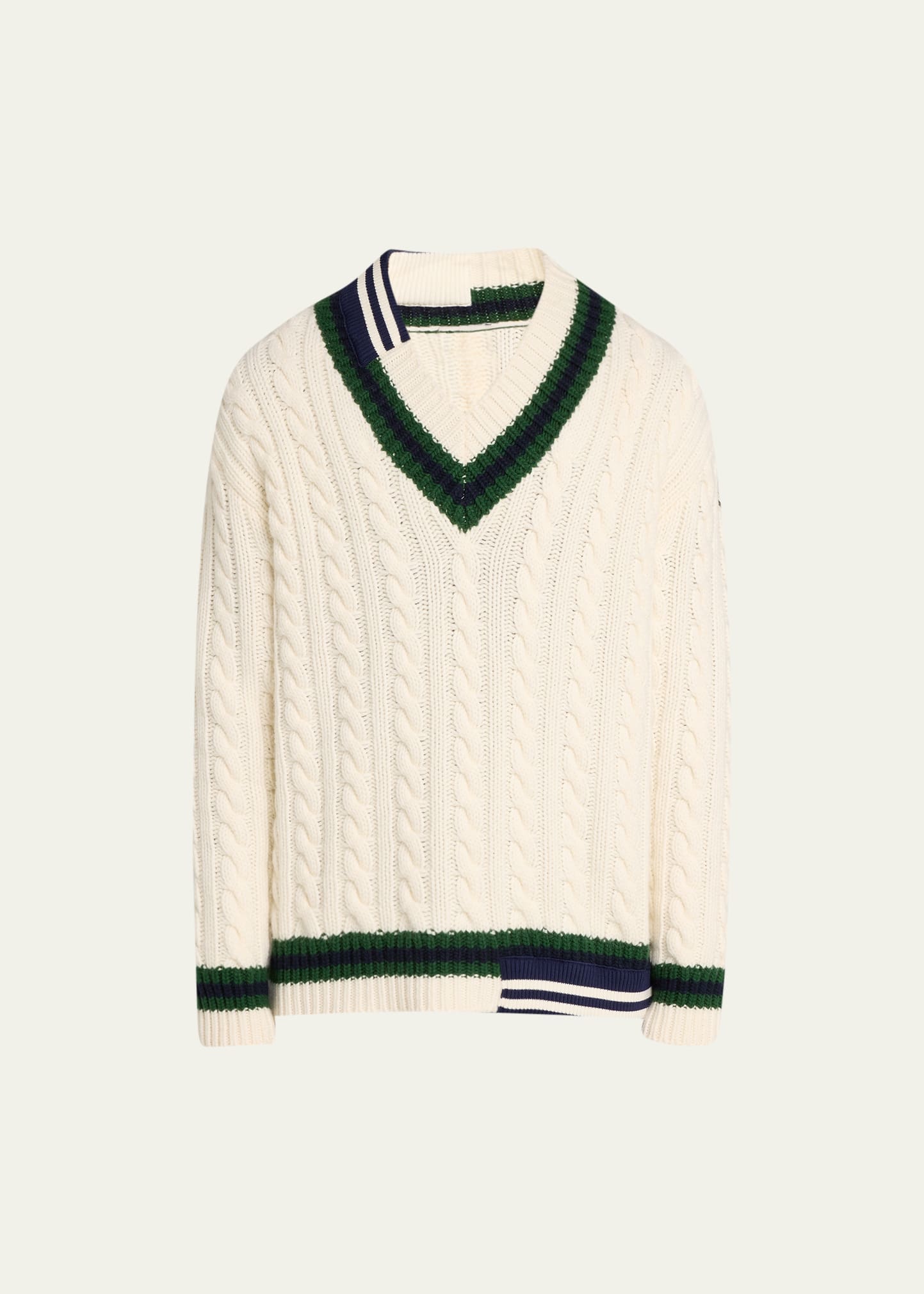 Moncler Genius Moncler X Palm Angels Men's Mixed-stripe Cable Sweater In White