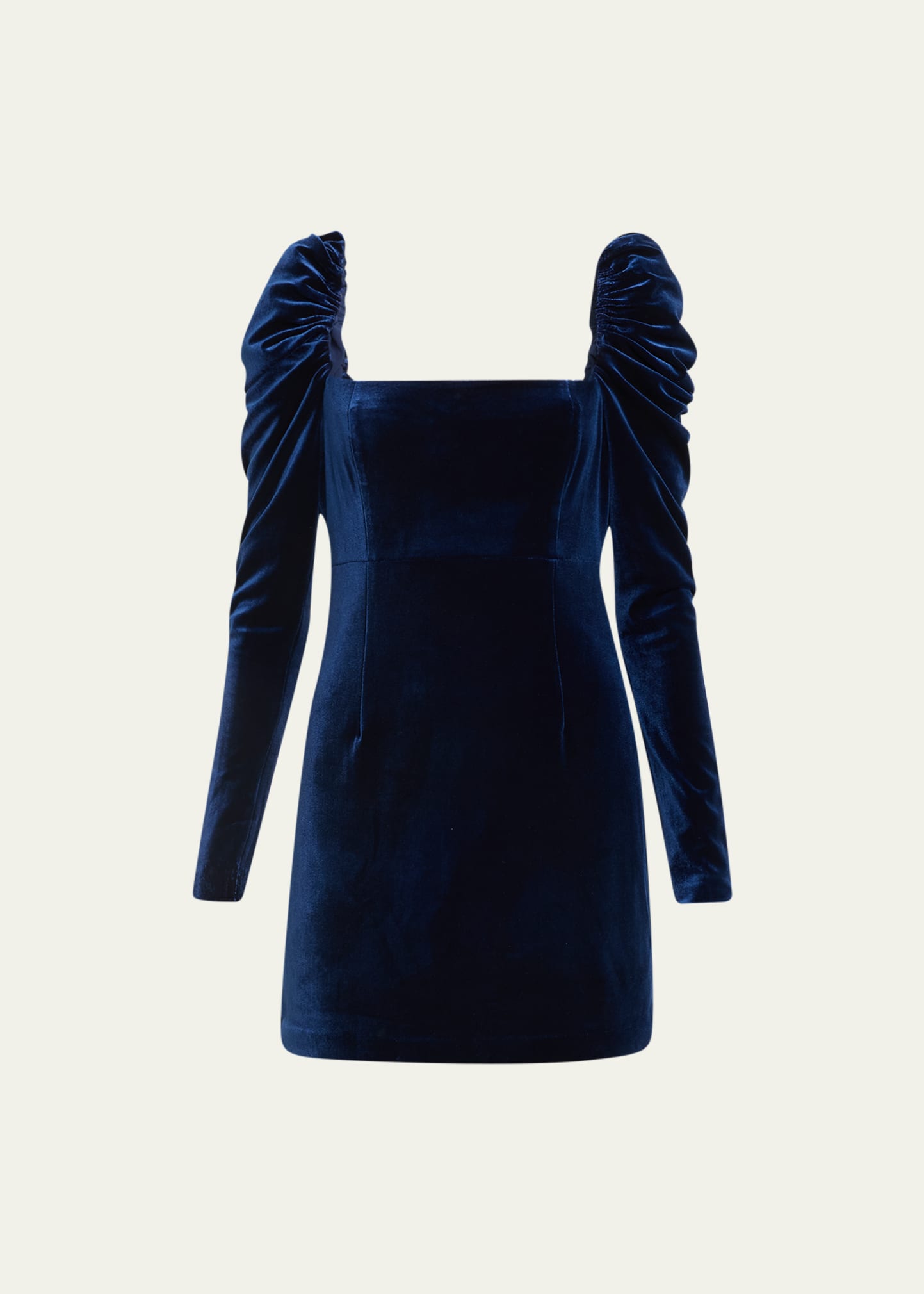 Shop Cara Cara Laurenne Puff-sleeve Square-neck Velvet Mini Dress In French Blue