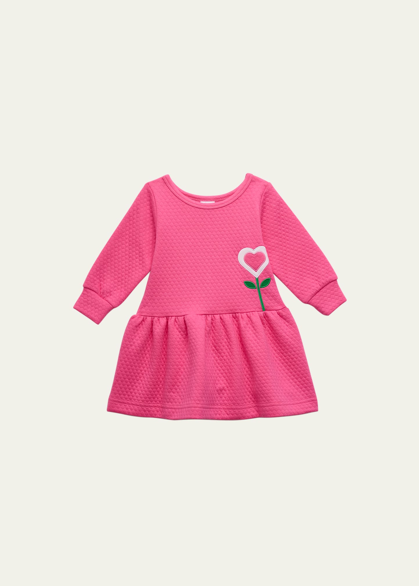 Girl's Jacquard Heart Flower Knit Dress, Size 2-6