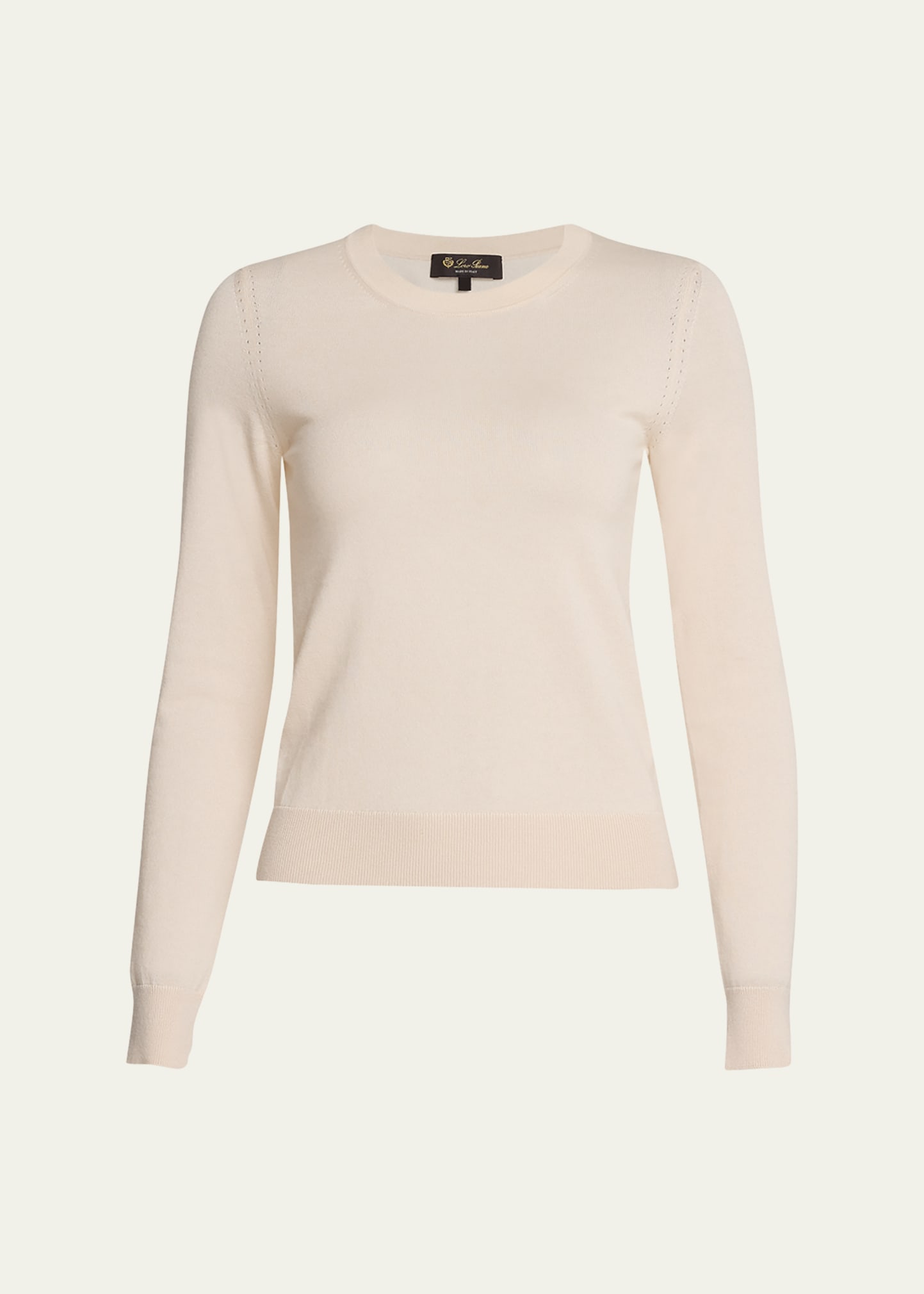 Loro Piana Crewneck Knitwear With Ribbed Cuffs And Hem In Multi