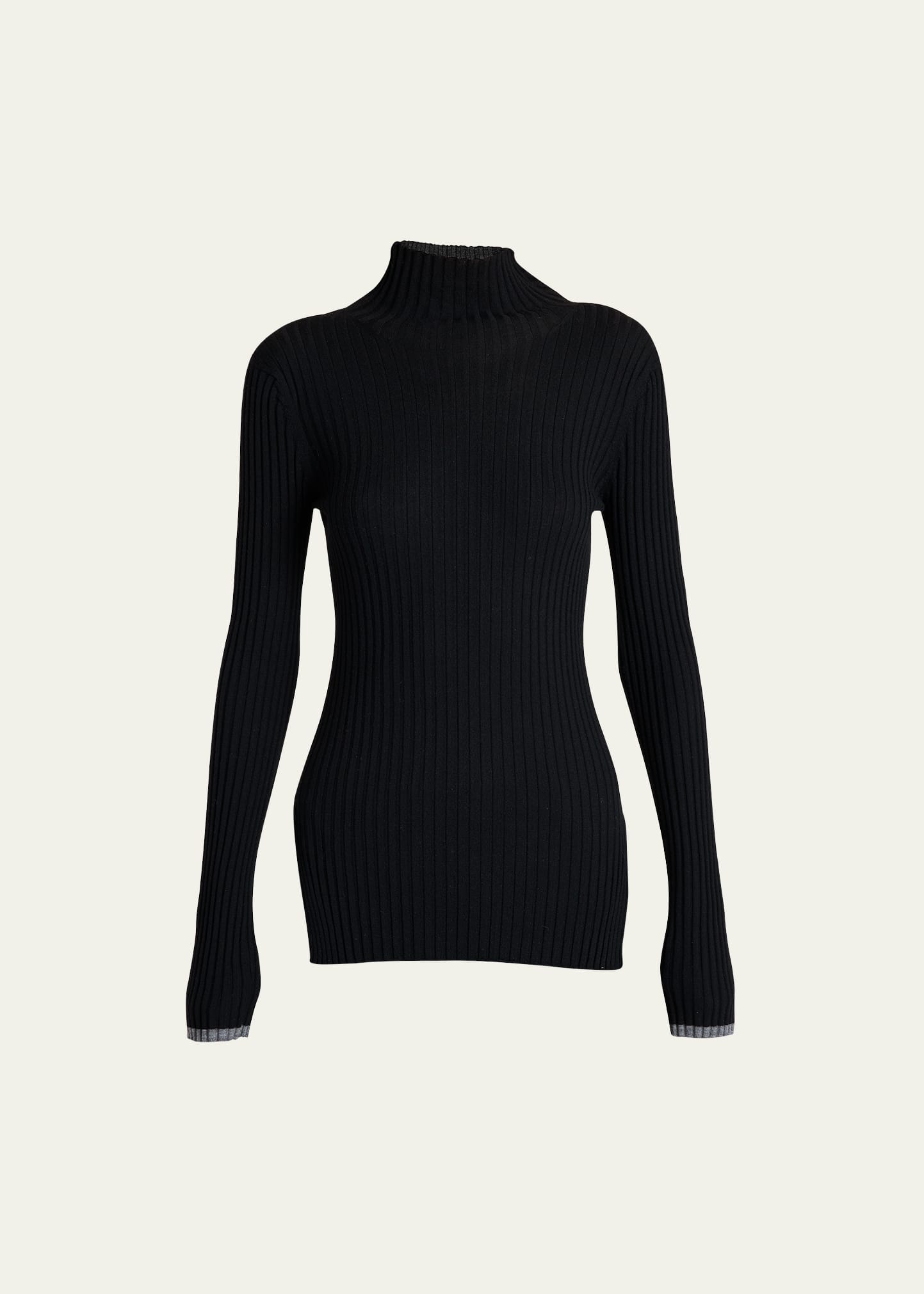 Ribbed Slim Wool Sweater