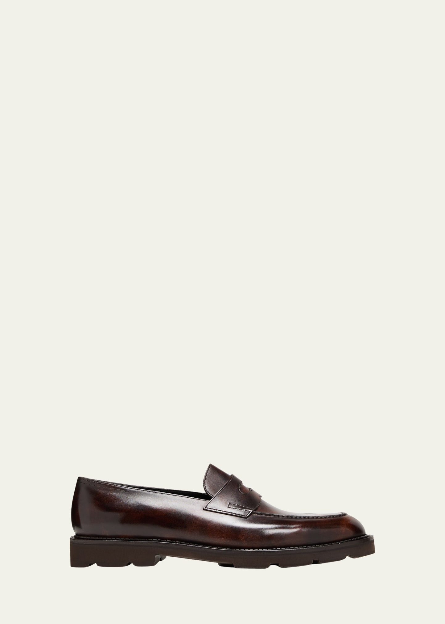 Men's Lopez Apron-Toe Leather Penny Loafers