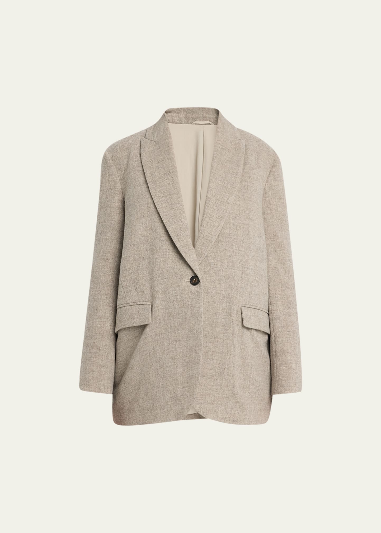 Brunello Cucinelli Yak Canvas Single-breasted Jacket In C003 Sand