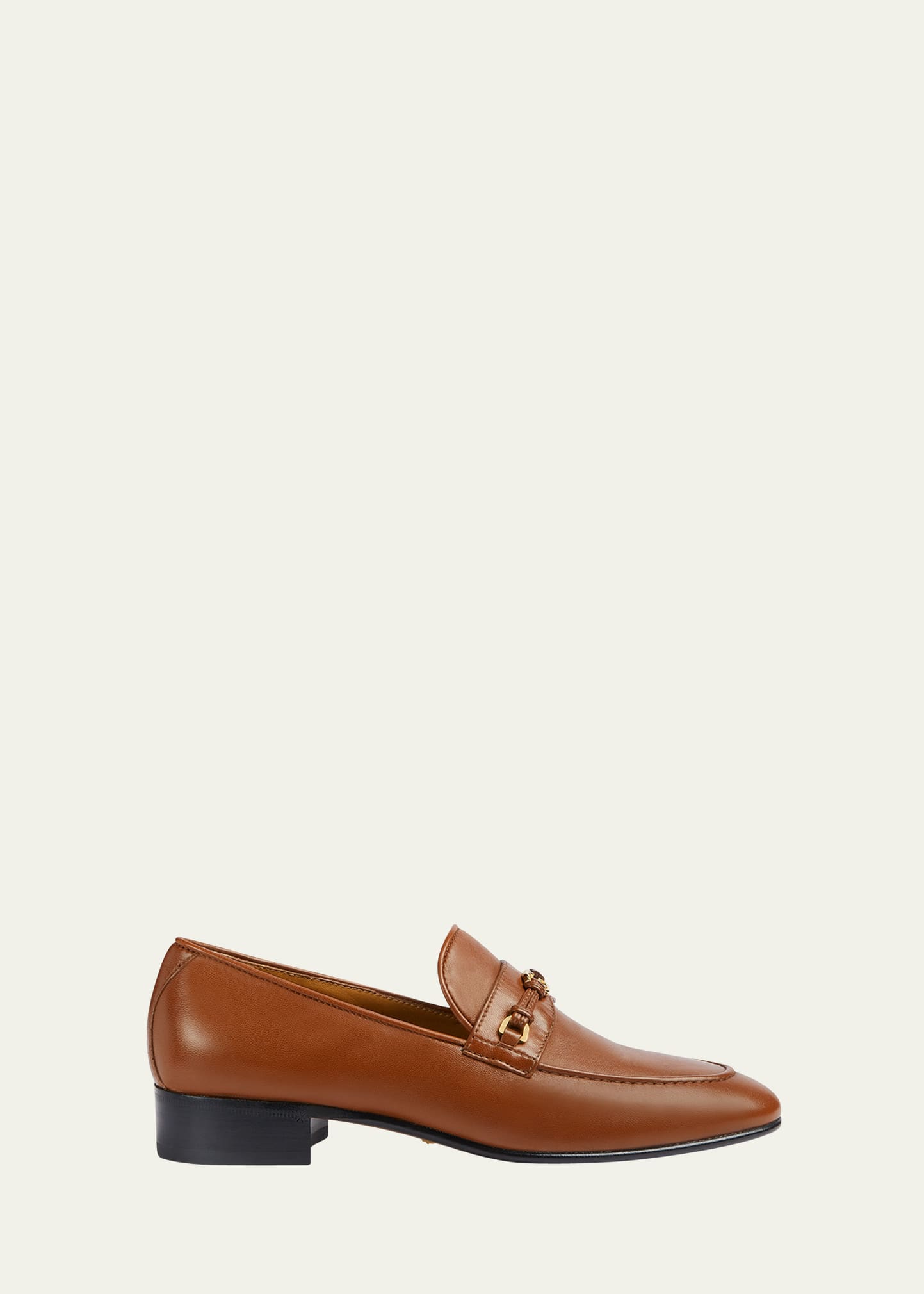 Shop Gucci Ed Leather Medallion Strap Loafers In Cuir
