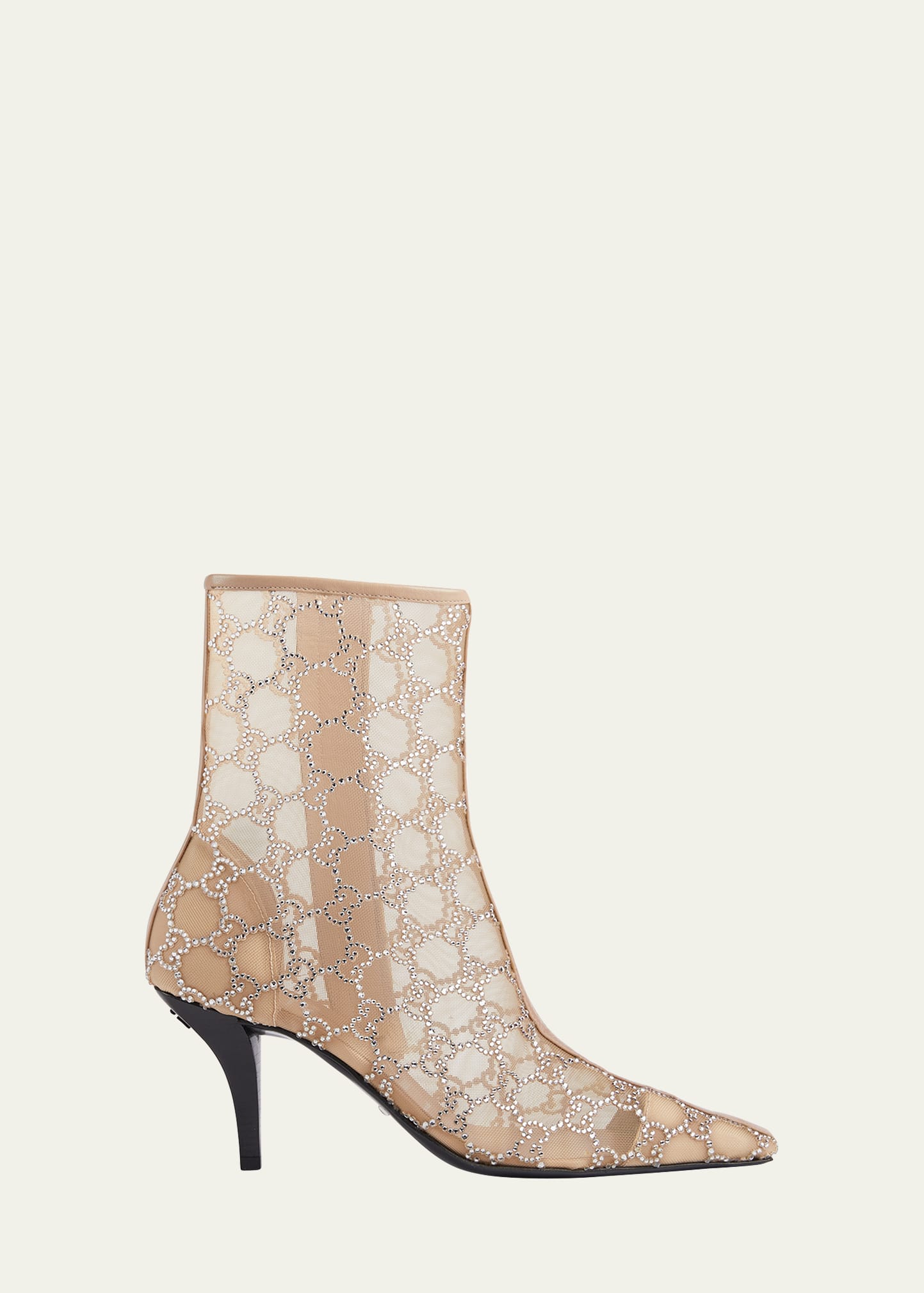 Gucci Demi Crystal Mesh Ankle Booties In Powderrose