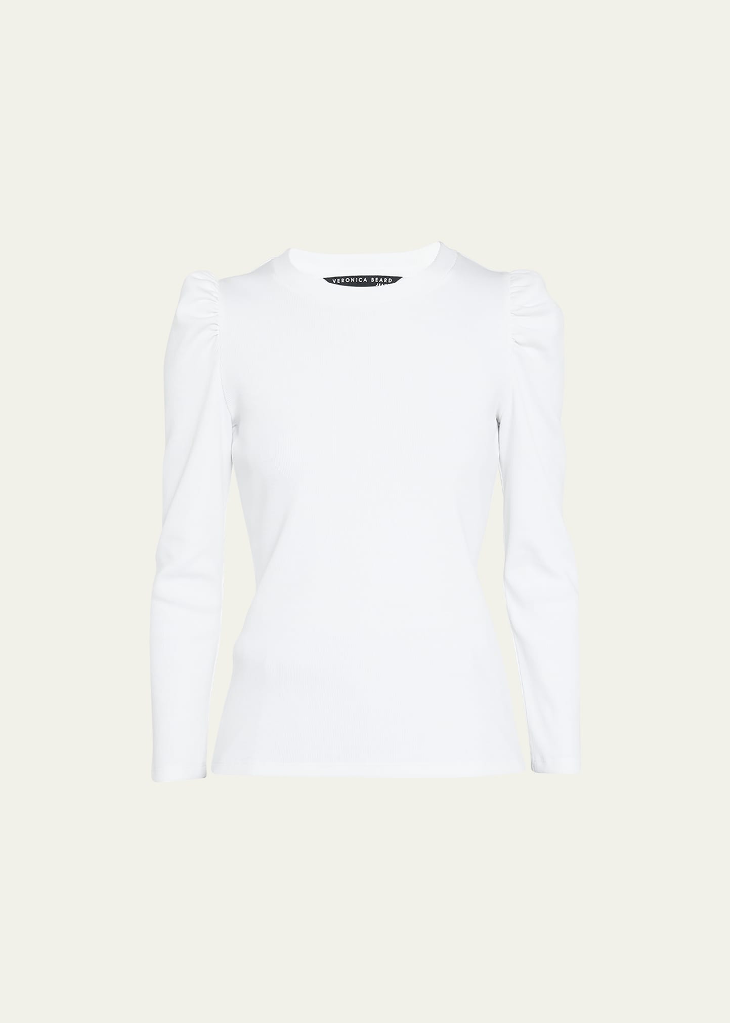 Veronica Beard Jeans Britney Cotton Long Puff-sleeve Top In White