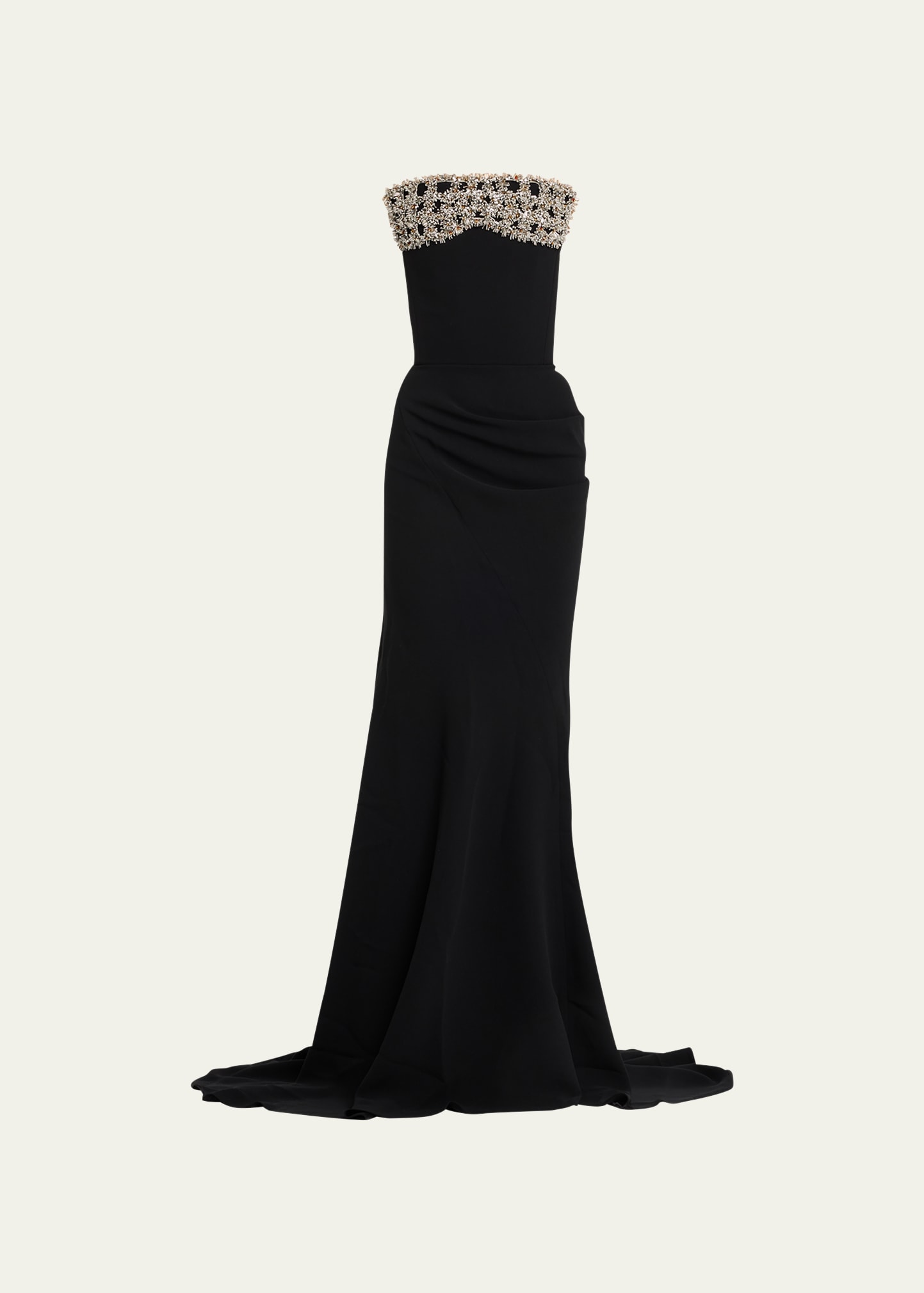 Maticevski Justice Strapless Embellished Crepe Gown In Black Crystalise