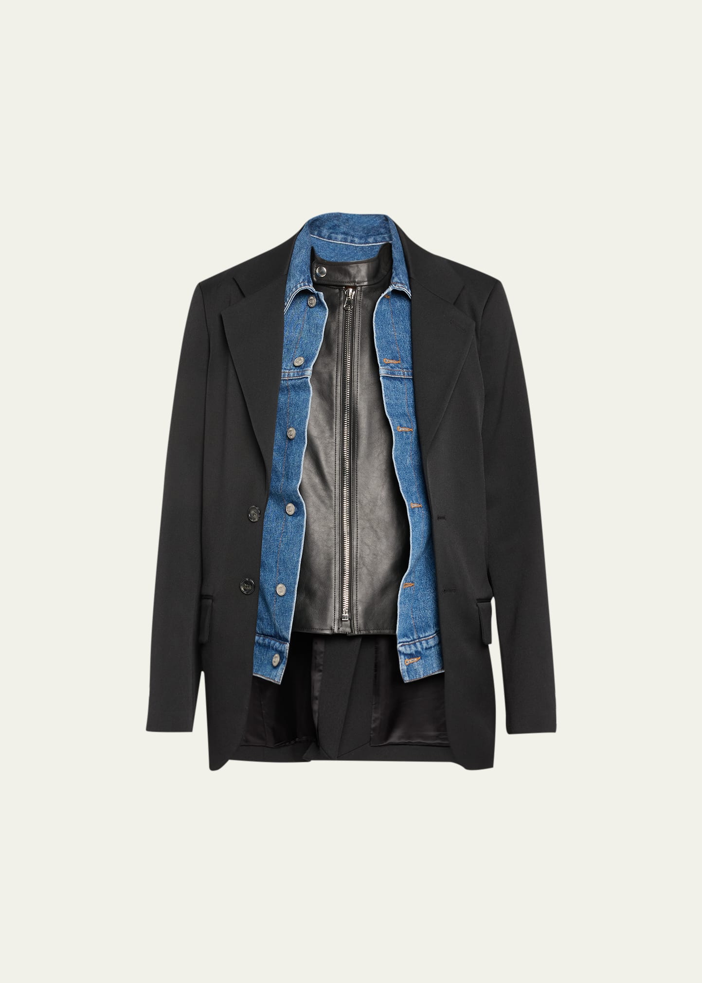 Shop Mm6 Maison Margiela Layered Combo Jacket In Black
