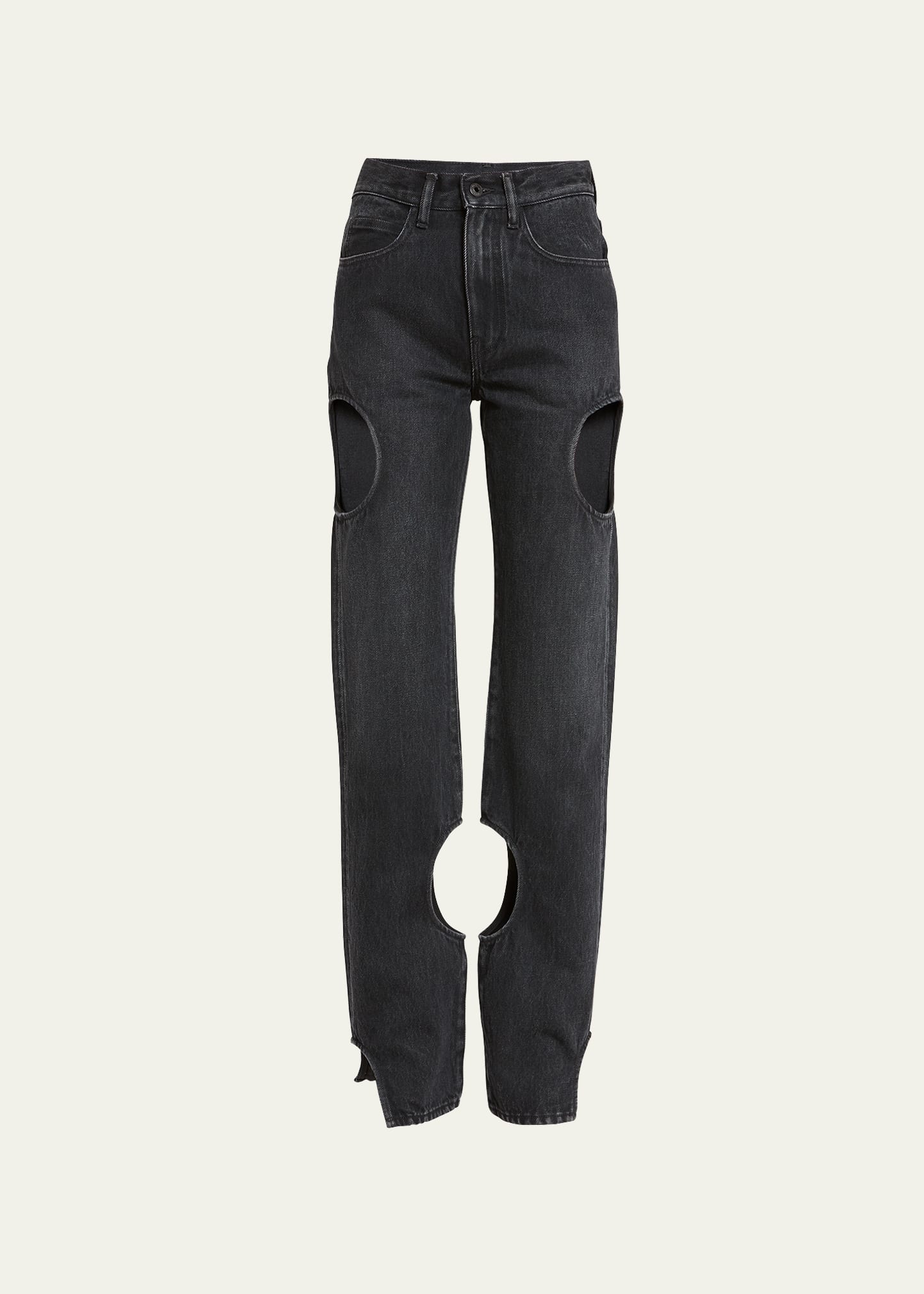 Shop Off-white Meteor Cutout Denim Pants In Black No C