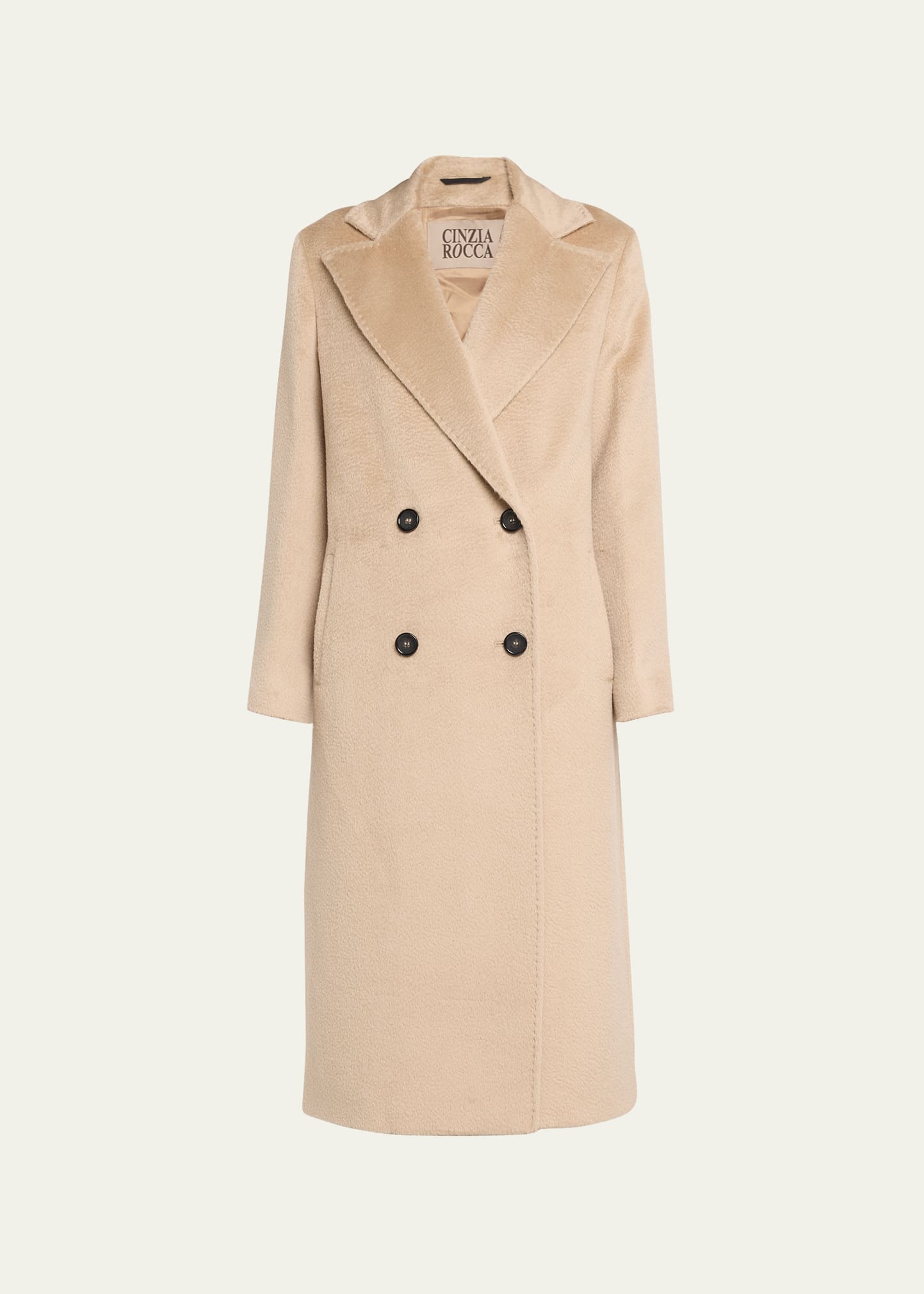 Cinzia Rocca Alpaca Wool Long Top Coat In Lt Camel