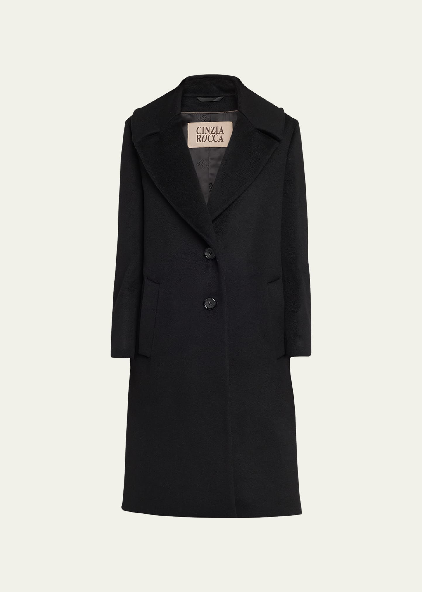 Cinzia Rocca Two-button Wool Top Coat In Black