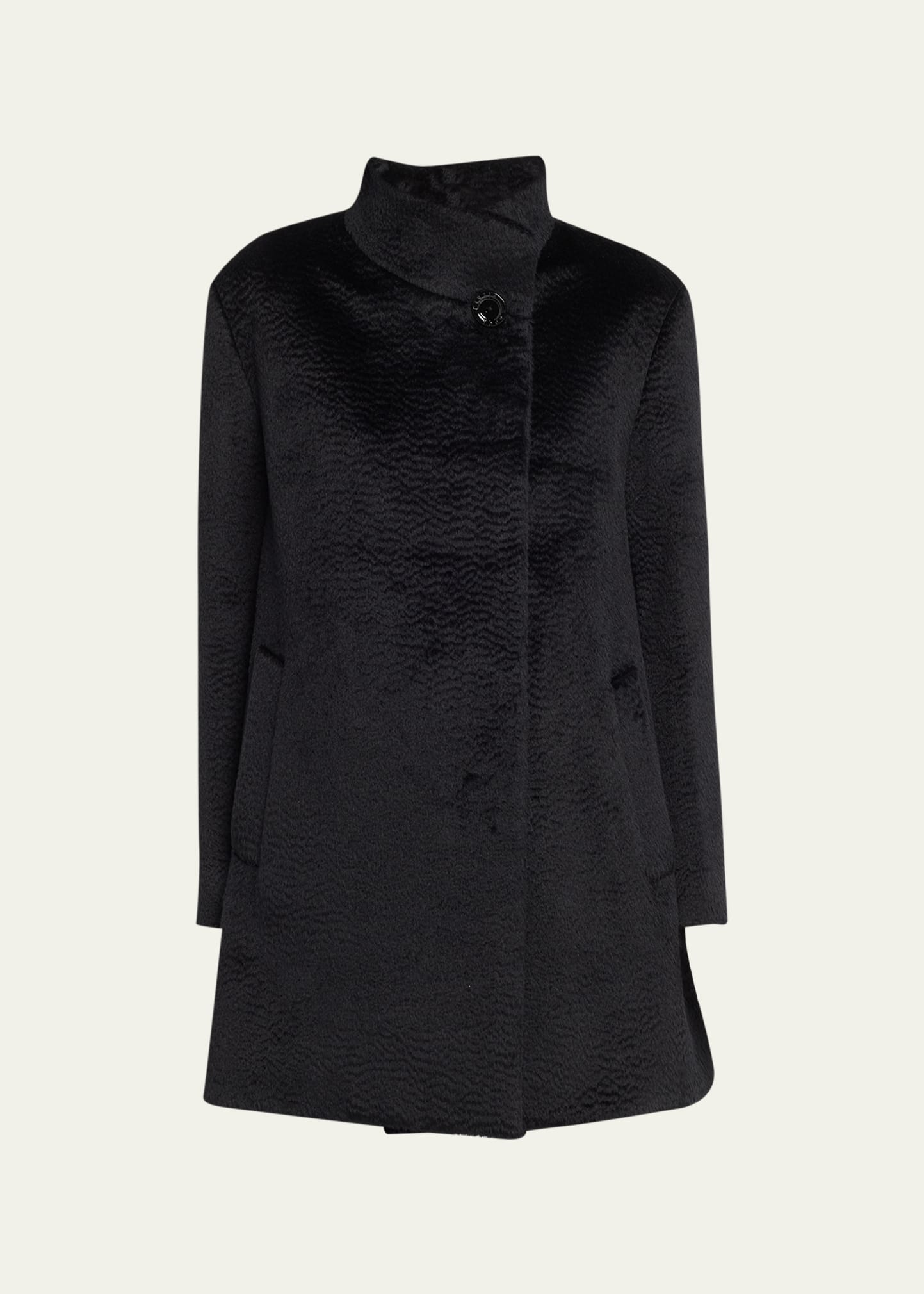 Cinzia Rocca Short Wool Car Coat In Black