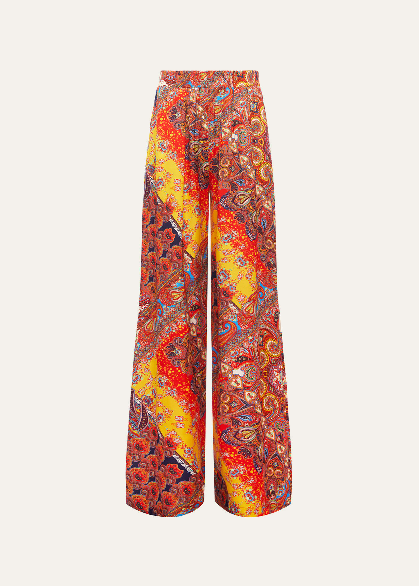 Lillian Paisley Wide-Leg Pants