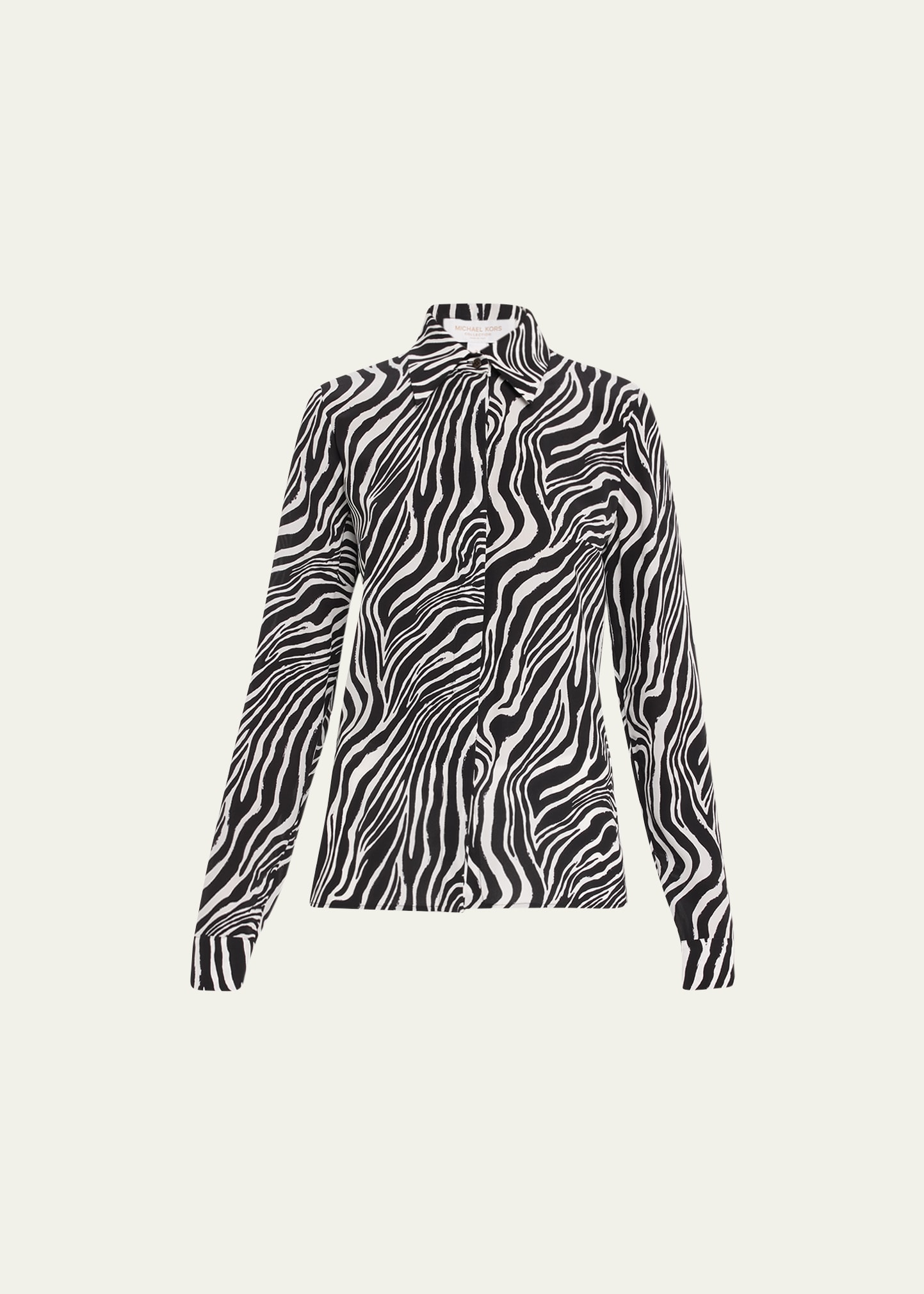 Hansen Zebra-Print Button-Front Silk Shirt