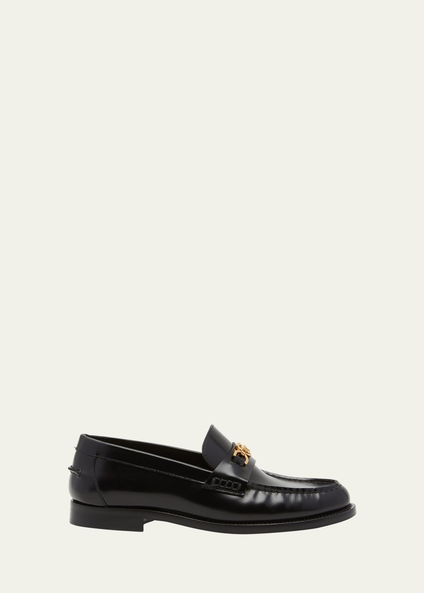 VERSACE MEDUSA CHAIN LEATHER LOAFERS